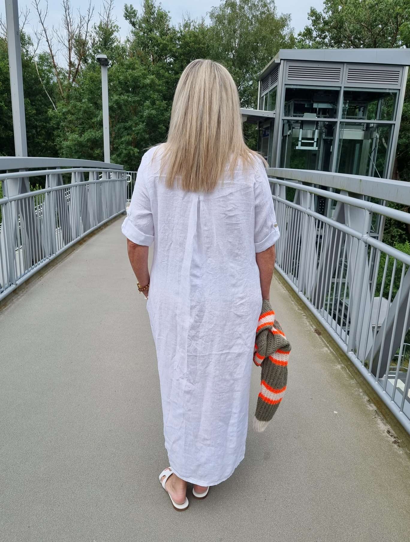 LINEN DESS WILMA WEISS 34-42 Made in Italy Leinen Kleid Long Bluse Mantel LINEN DESS WILMA WEISS 34-42 Made in Italy Leinen Kleid Long Bluse Mantel