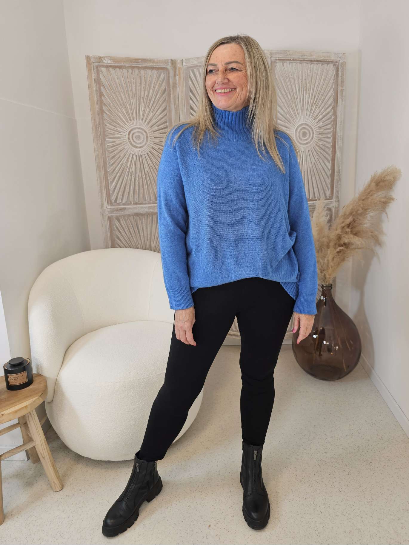 LIGHT KNIT SWEATER ALISON Stehkragen Oversize 34- 42 Made in Italy Pullover LIGHT KNIT SWEATER ALISON Stehkragen Oversize 34- 42 Made in Italy Pullover