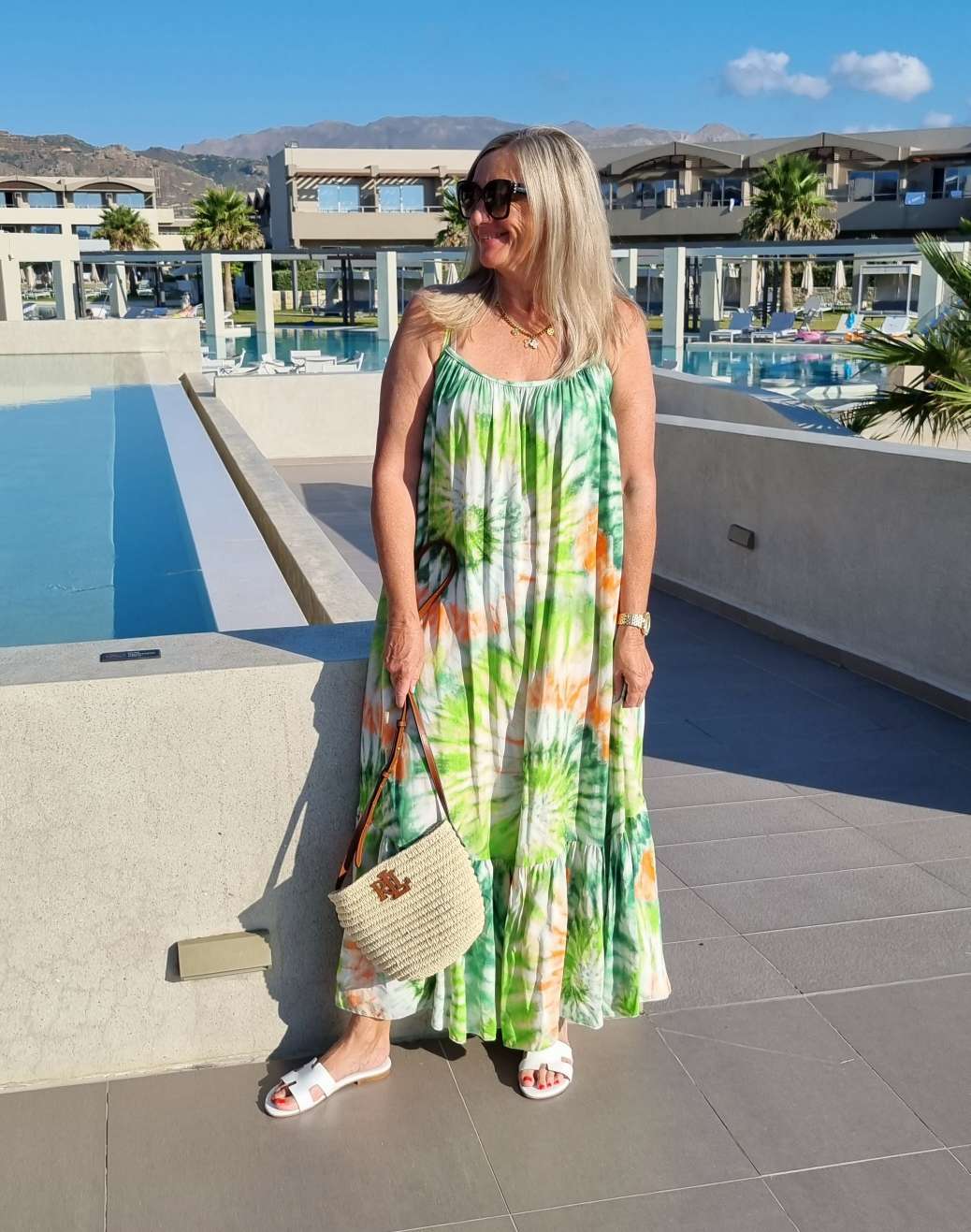 SPAGHETTI DRESS DALLAS GRÜN 34-42 Made in Italy Maxi Kleid Sommer Strandkleid Abendkleid BATIK Tie Dye