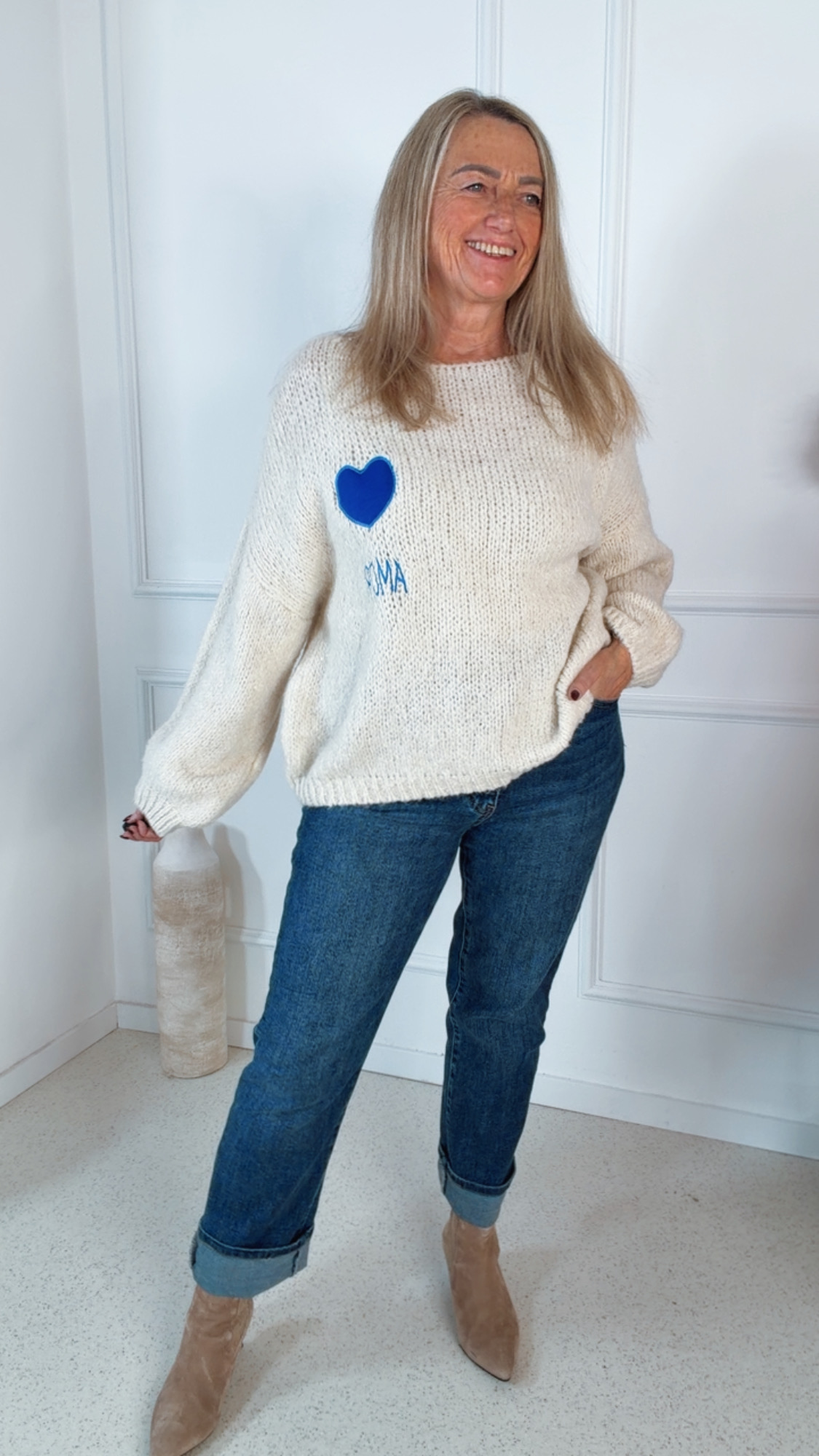 BASIC KNIT SWEATER MARIANNE HERZ Made in Italy 34- 44 PULLOVER STRICKPULLOVER