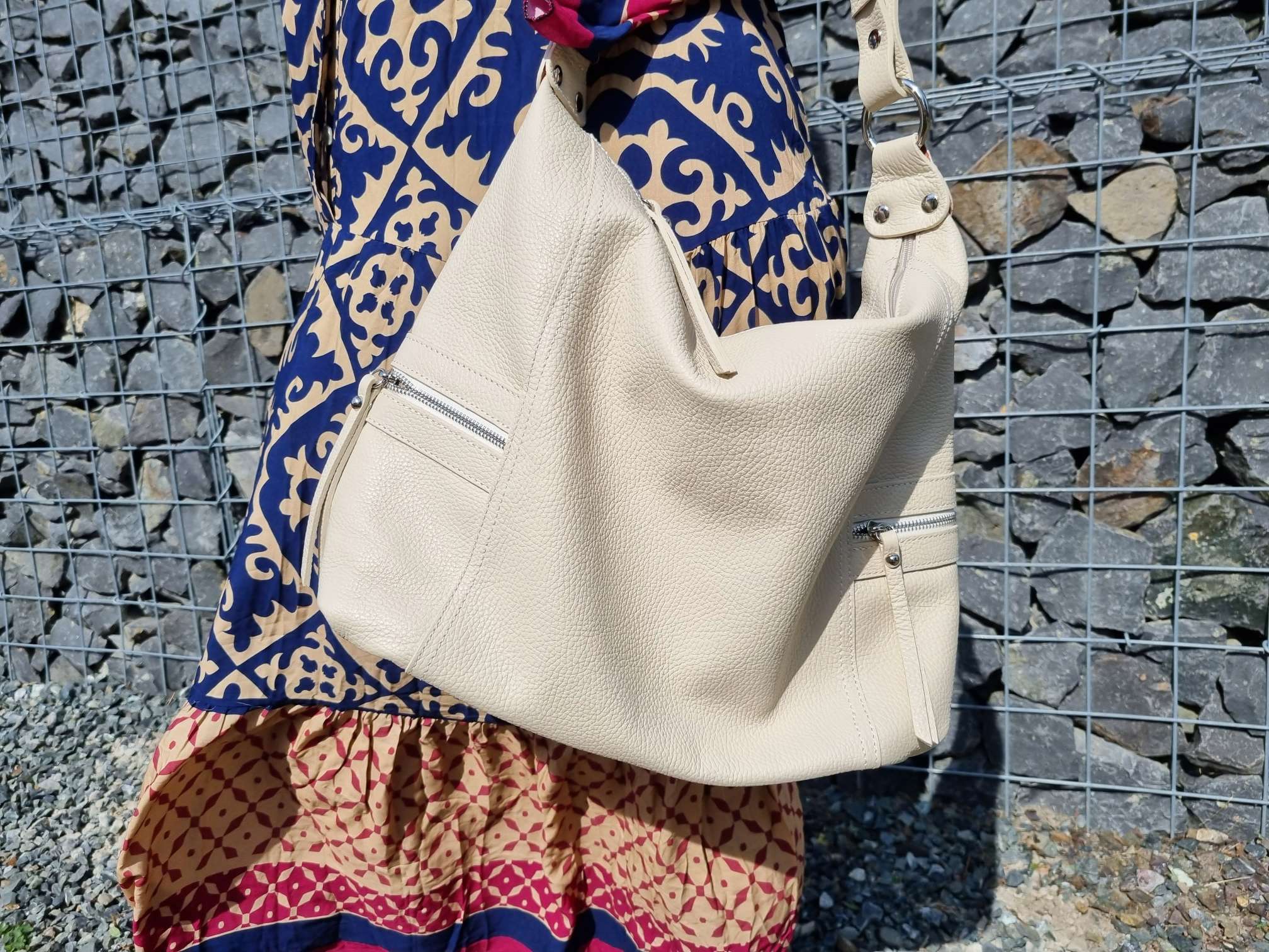 Edler LEDER SHOPPER ORNELA CREME Echt Ledertasche Shoppingbag Made in Italy Edler LEDER SHOPPER ORNELA CREME Echt Ledertasche Shoppingbag Made in Italy