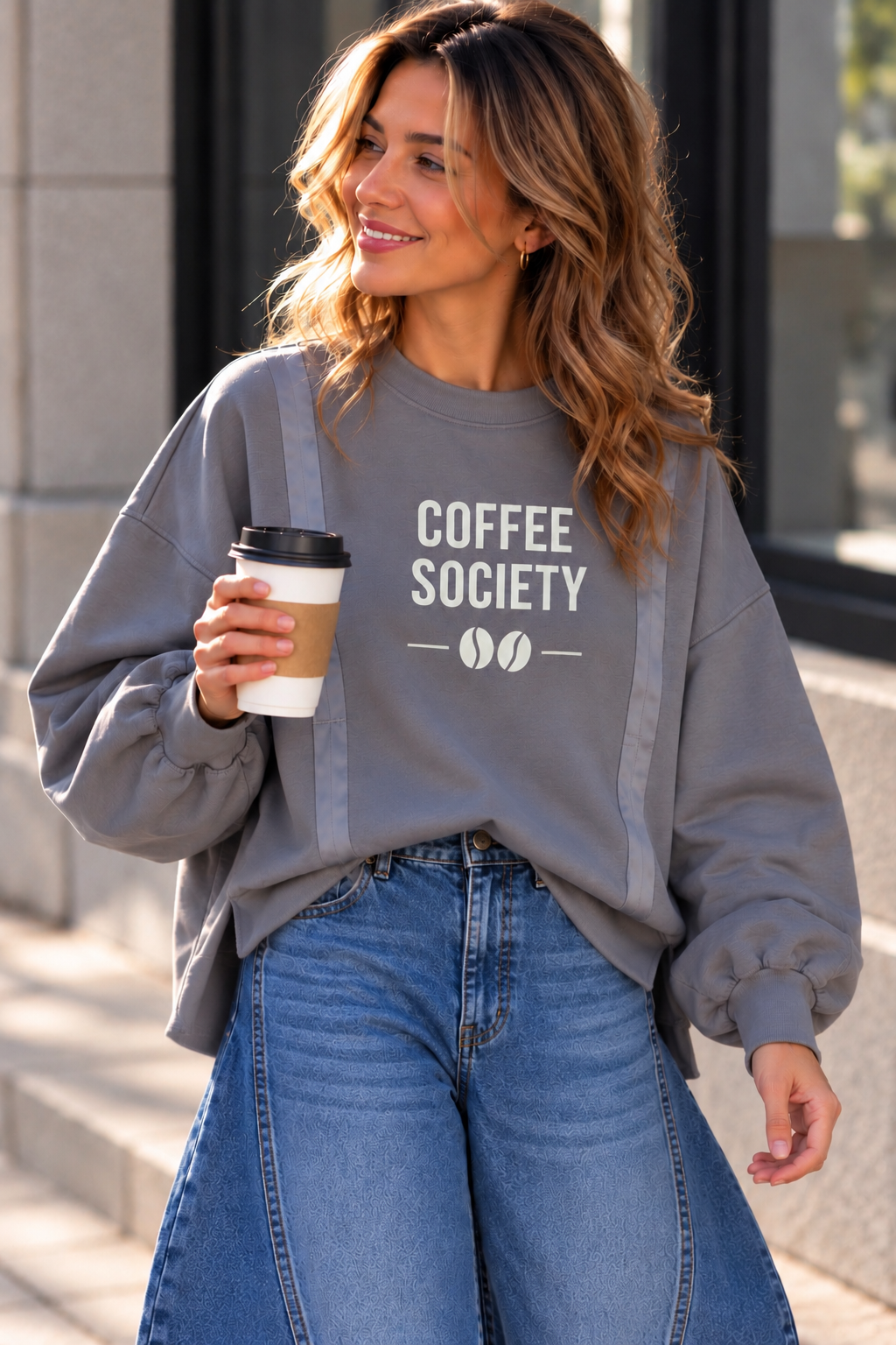 Sweatshirt aus Butterstoff COFFEE SOVIETY SW0177 I Made in Italy 34-42/44
