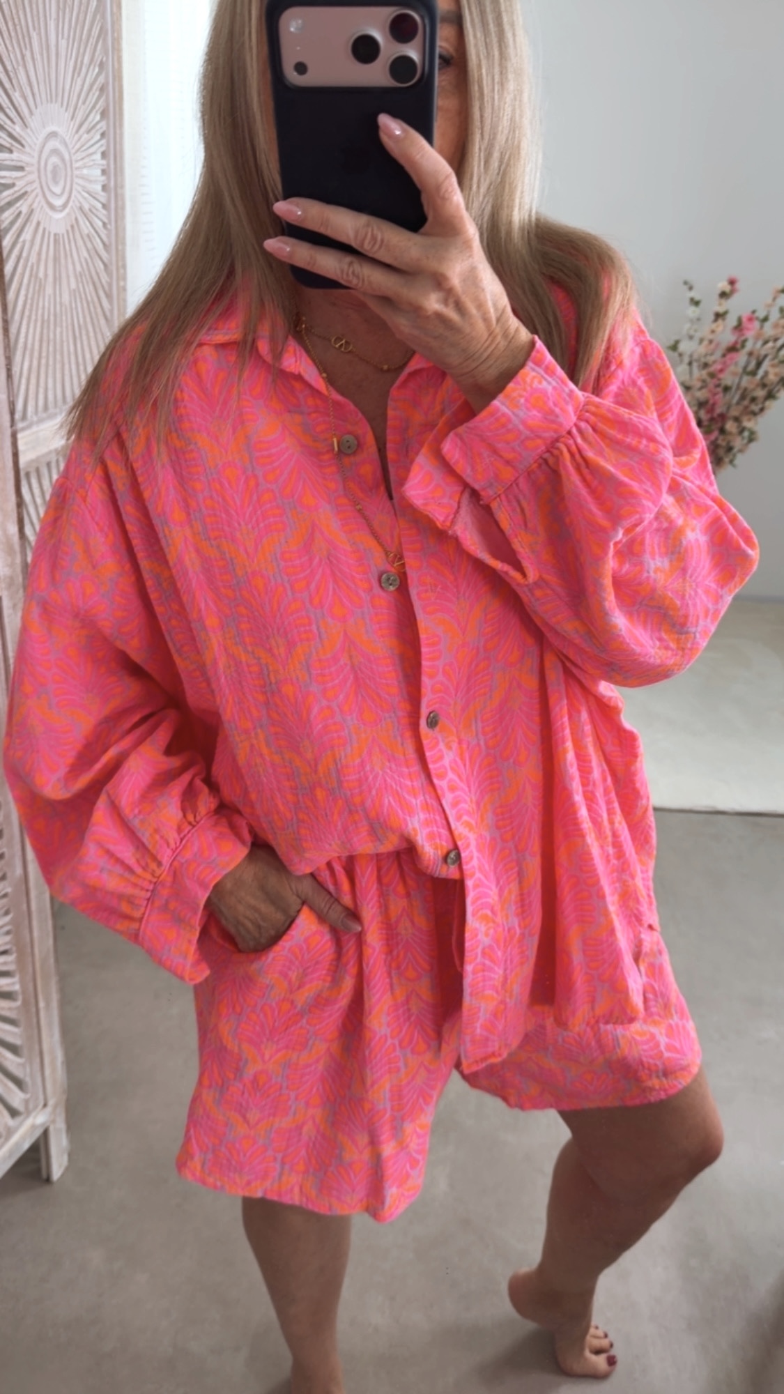 🧡✨🌿 Musselin-Bluse Fantasy-Muster Megan Made in Itlay 34-42/44