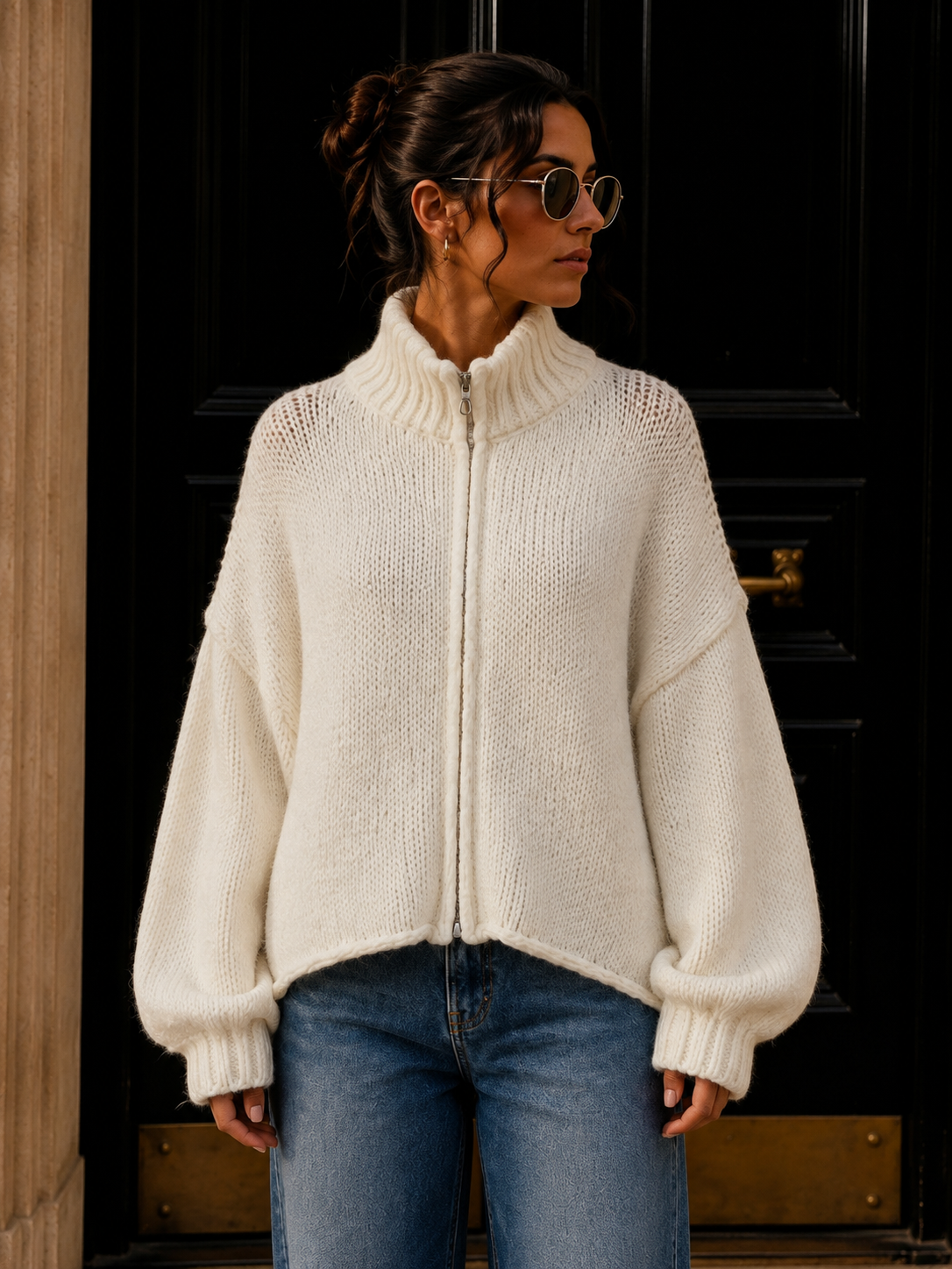 Strickjacke mit Reißverschluss I SJ0043 I Made in Italy 34-46