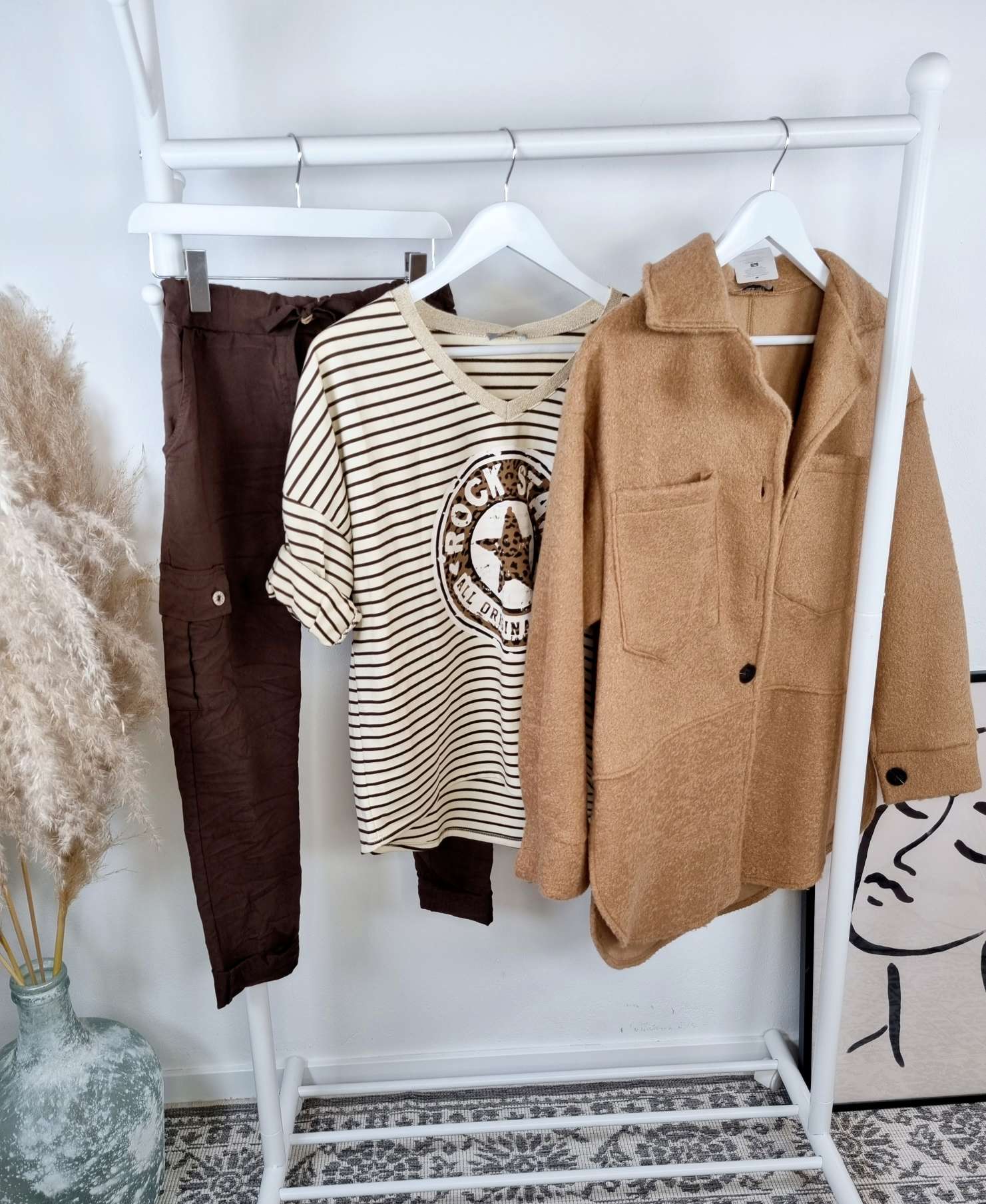 STRIPED LONGSLEEVE SHIRT LEO ROCKSTAR CAMEL 34-42 Made in Italy versch. Farben STRIPES STREIFEN STRIPED LONGSLEEVE SHIRT LEO ROCKSTAR CAMEL 34-42 Made in Italy versch. Farben STRIPES STREIFEN