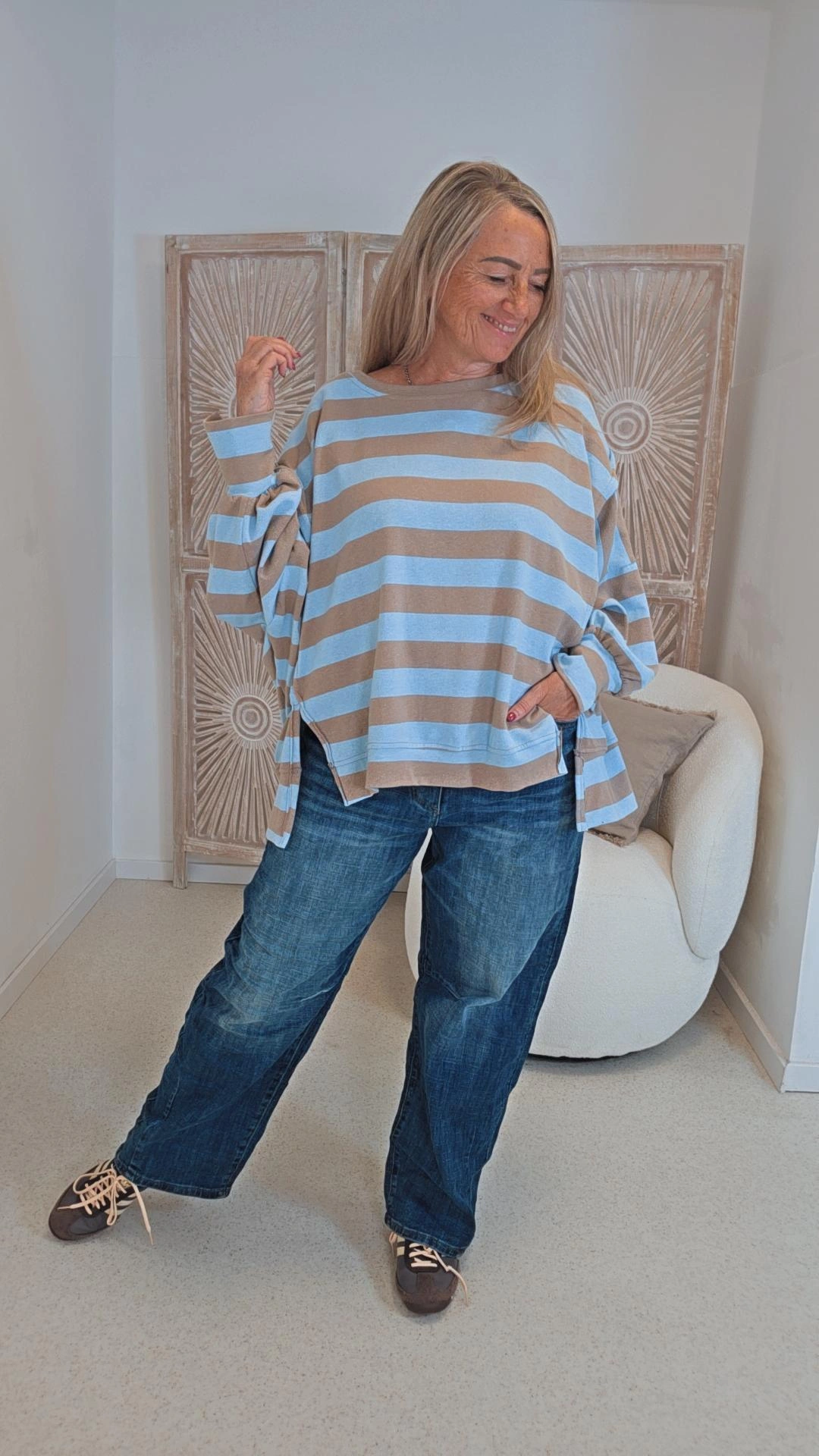 OVERSIZE SWEATER AYLIN BLOCKSTREIFEN 34-44/46 Made in Italy