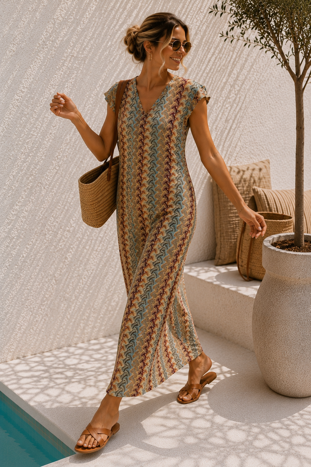 🌺🏝️✨ Sommer-Strickkleid Stromboli Mulitcolor Made in Italy 34-40/42