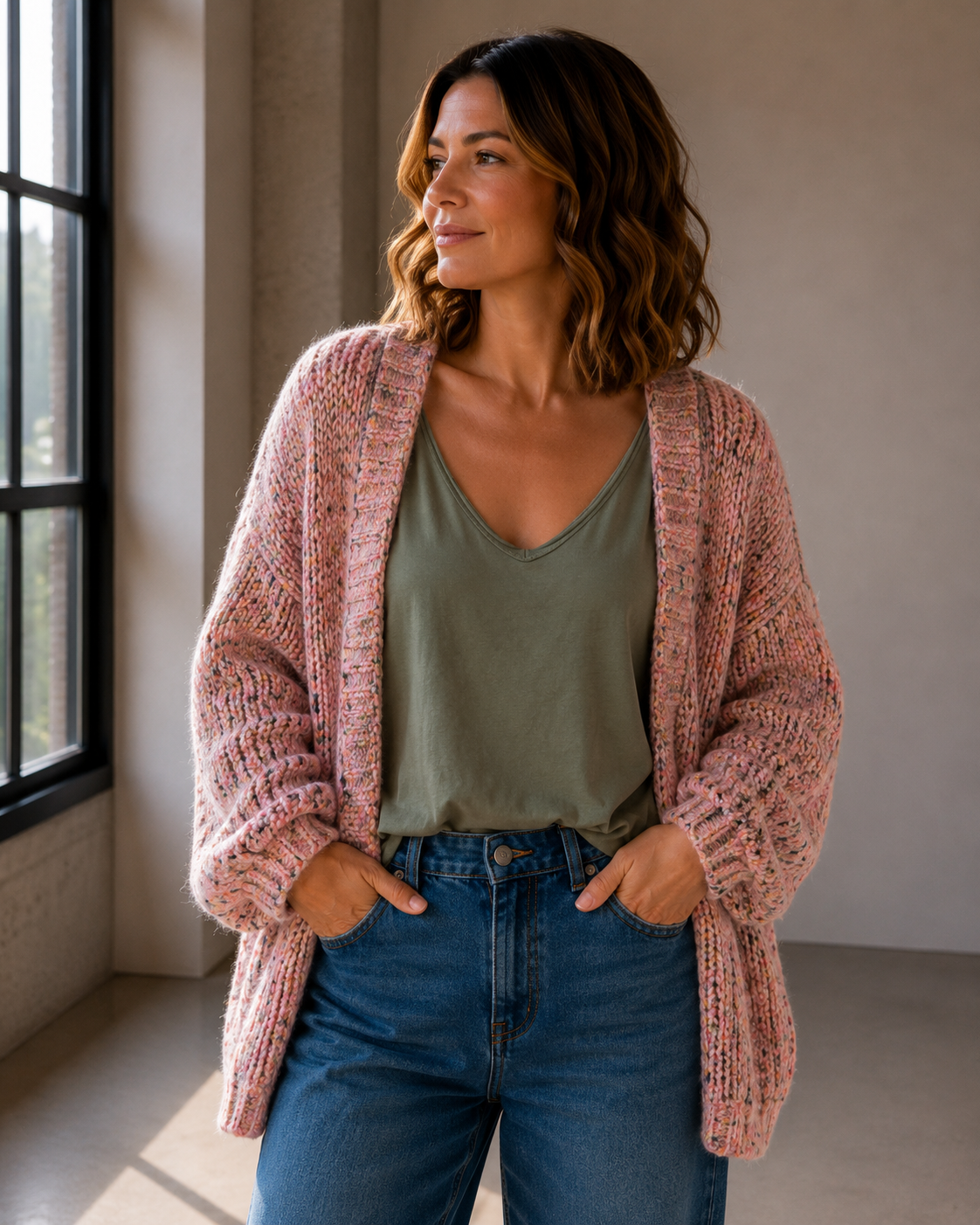 Cardigan mit Dots Kuschelig Strickjacke I NO.SJ0024 I Made in Italy 34-44/46
