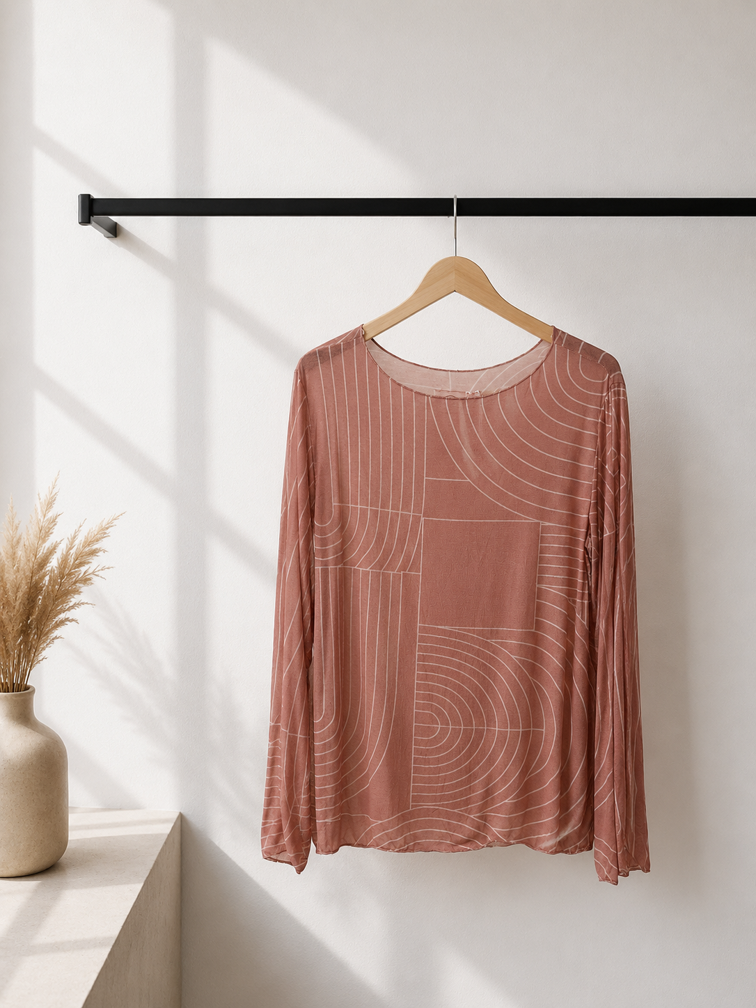 Langarmshirt Cashmere Ornamentmuster I LS0026 I Made in Italy 34-42