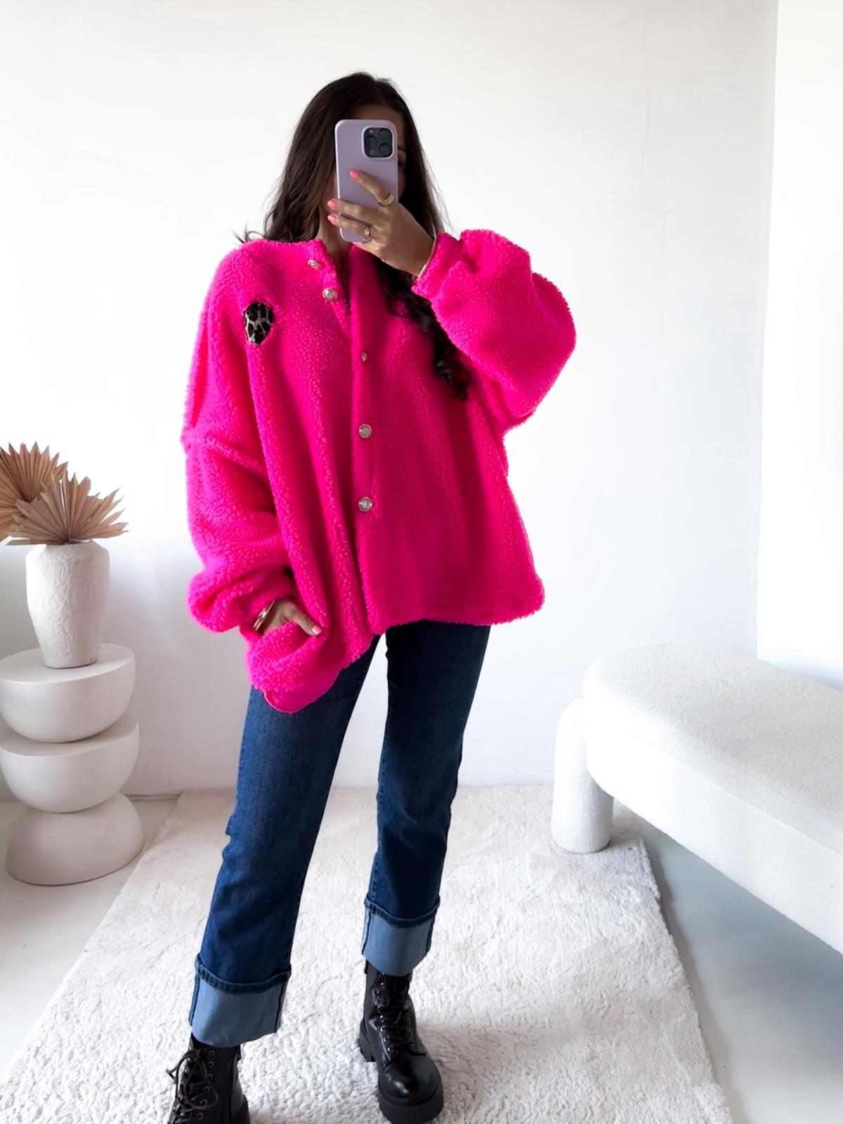 OVERSIZE TEDDY JACKE JANNIKA LEO HEART Made in Italy 36-44/46