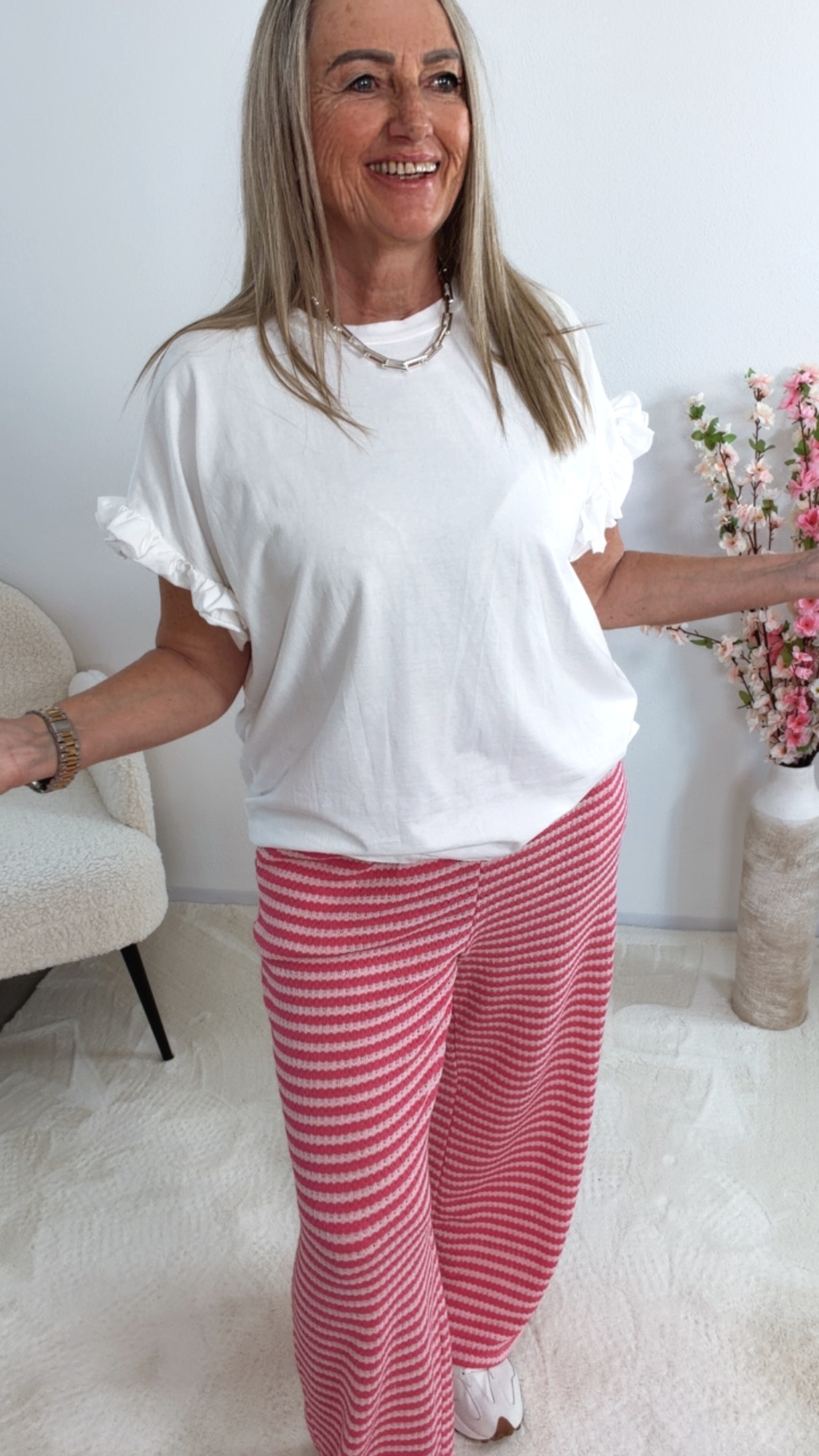 💚✨ T-Shirt Uni Rüsche Arm Elmara Made in Italy 34-42