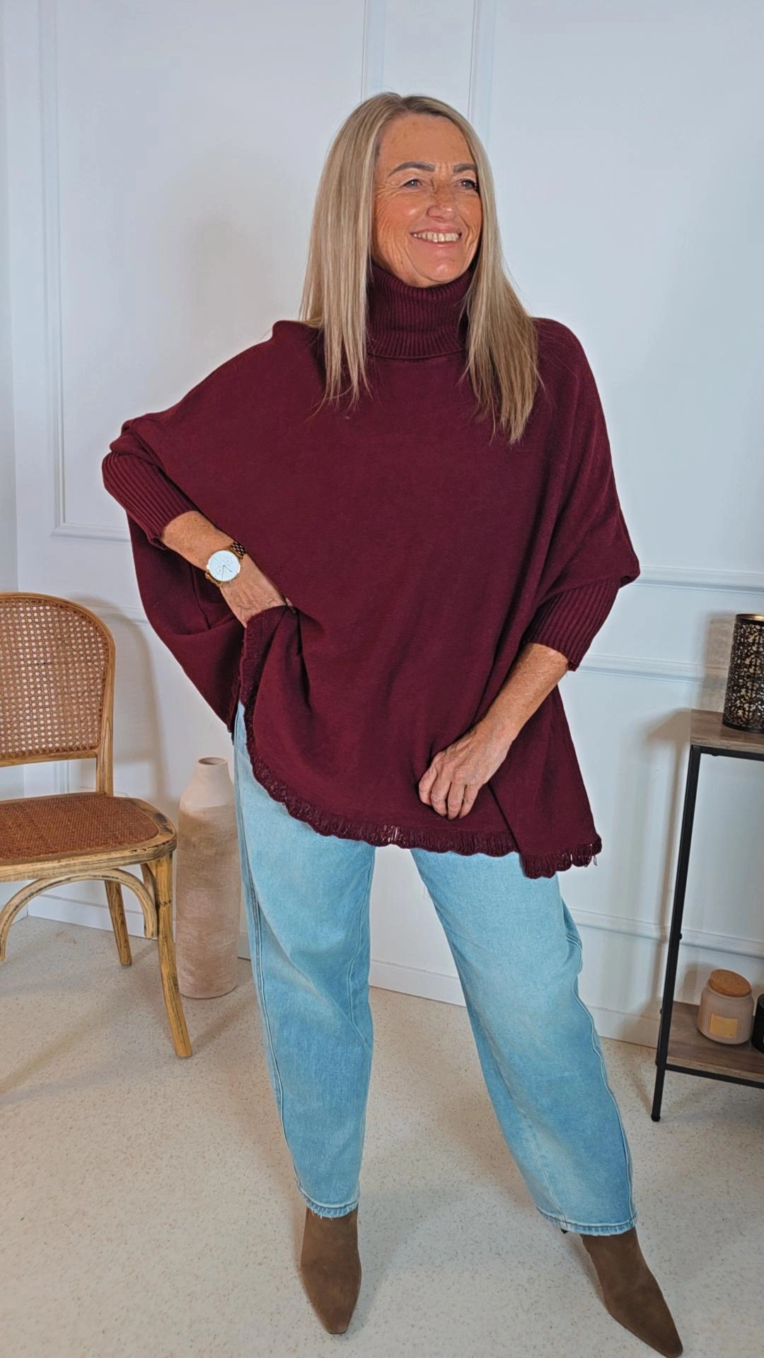 FEINSTRICK ROLLKRAGEN PULLOVER DORO 34- 44 Made in Italy Wolle