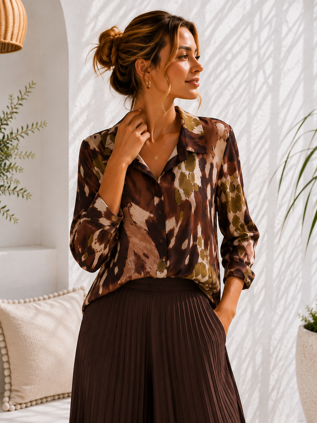 Kofferbluse Bluse Olivia – Edle Kofferbluse mit afro Muster –  Made in Italy Gr 34-42