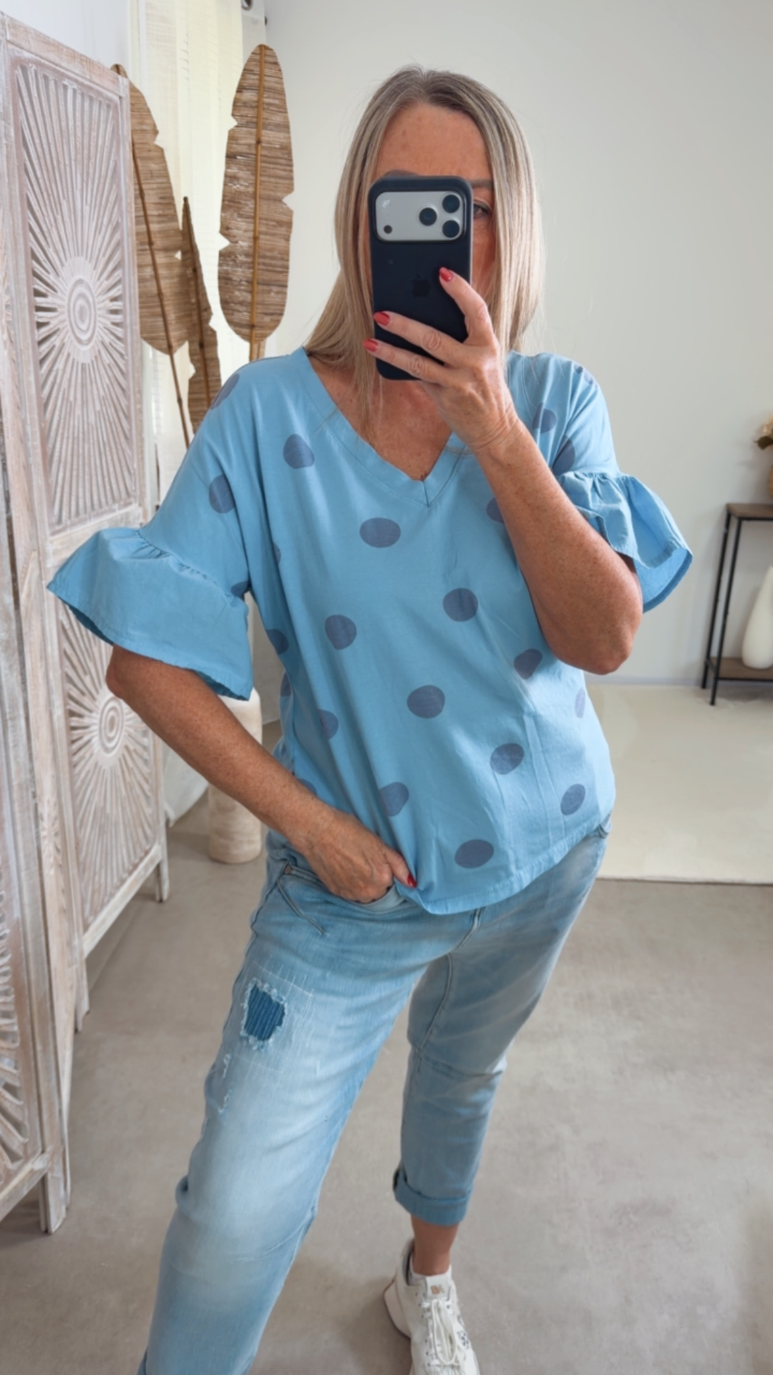 Polka Dots-Shirt „Bellagio“ – Made in Italy 🌸 Größe 34 bis 40/42