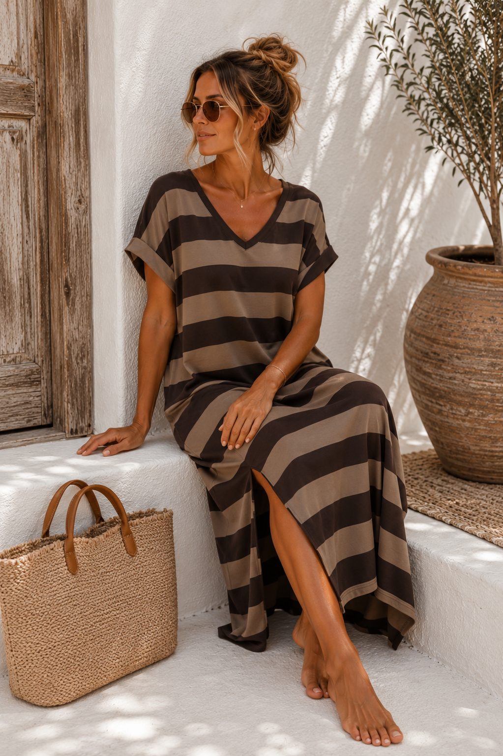 🌸 Shirtkleid „Candy Breeze Stripes – Blockstreifen Made in Italy 34-42
