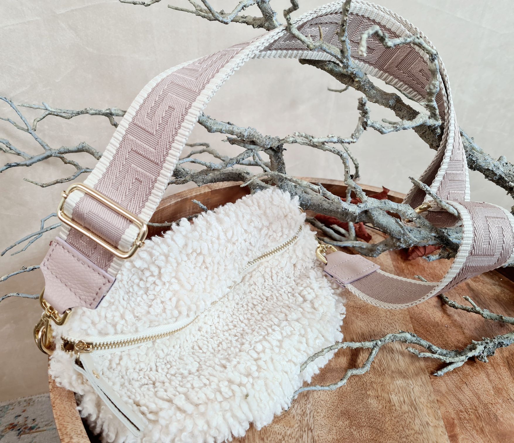 BAUCHTASCHE TEDDY M AURI CREME Umhängetasche mit Leder Made in Italy BAUCHTASCHE TEDDY M AURI CREME Umhängetasche mit Leder Made in Italy