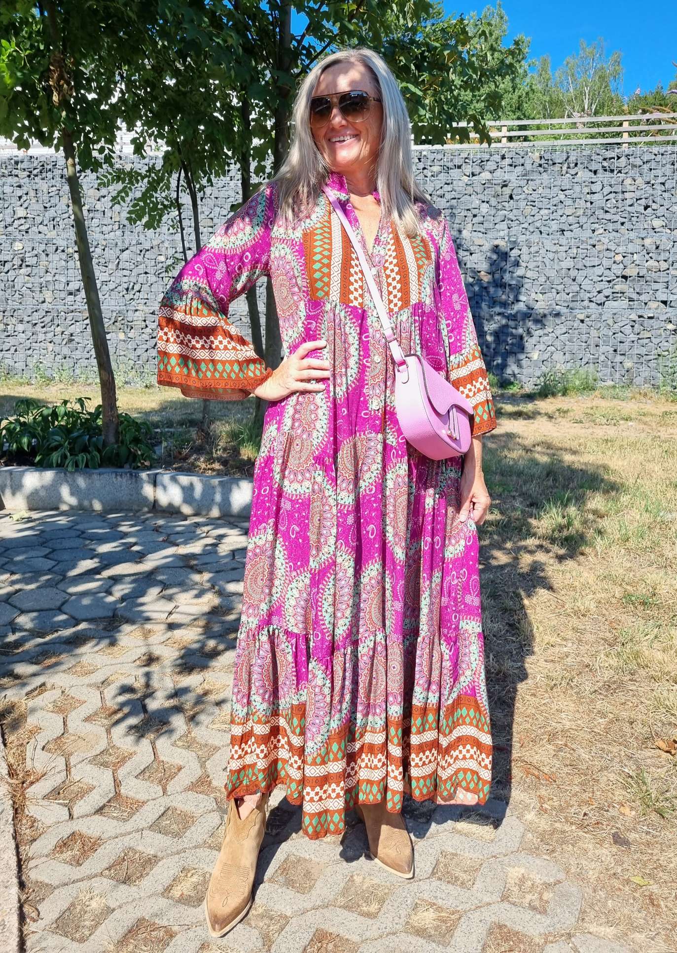MAXI TUNIKA DRESS MICAELA PINK 34-42 Made in Italy langes Kleid Hängerchen Tunikakleid MAXI TUNIKA DRESS MICAELA PINK 34-42 Made in Italy langes Kleid Hängerchen Tunikakleid