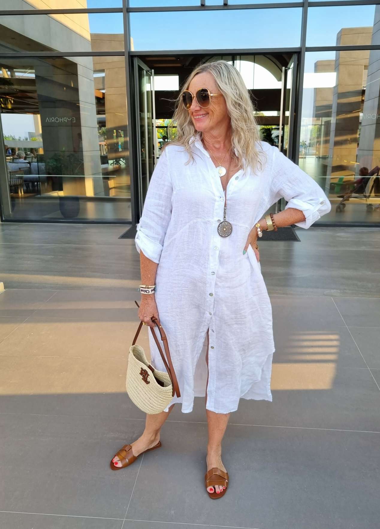LINEN DESS WANDA 2 WEISS 34-40 Made in Italy Leinen Kleid Long Bluse Mantel LINEN DESS WANDA 2 WEISS 34-40 Made in Italy Leinen Kleid Long Bluse Mantel