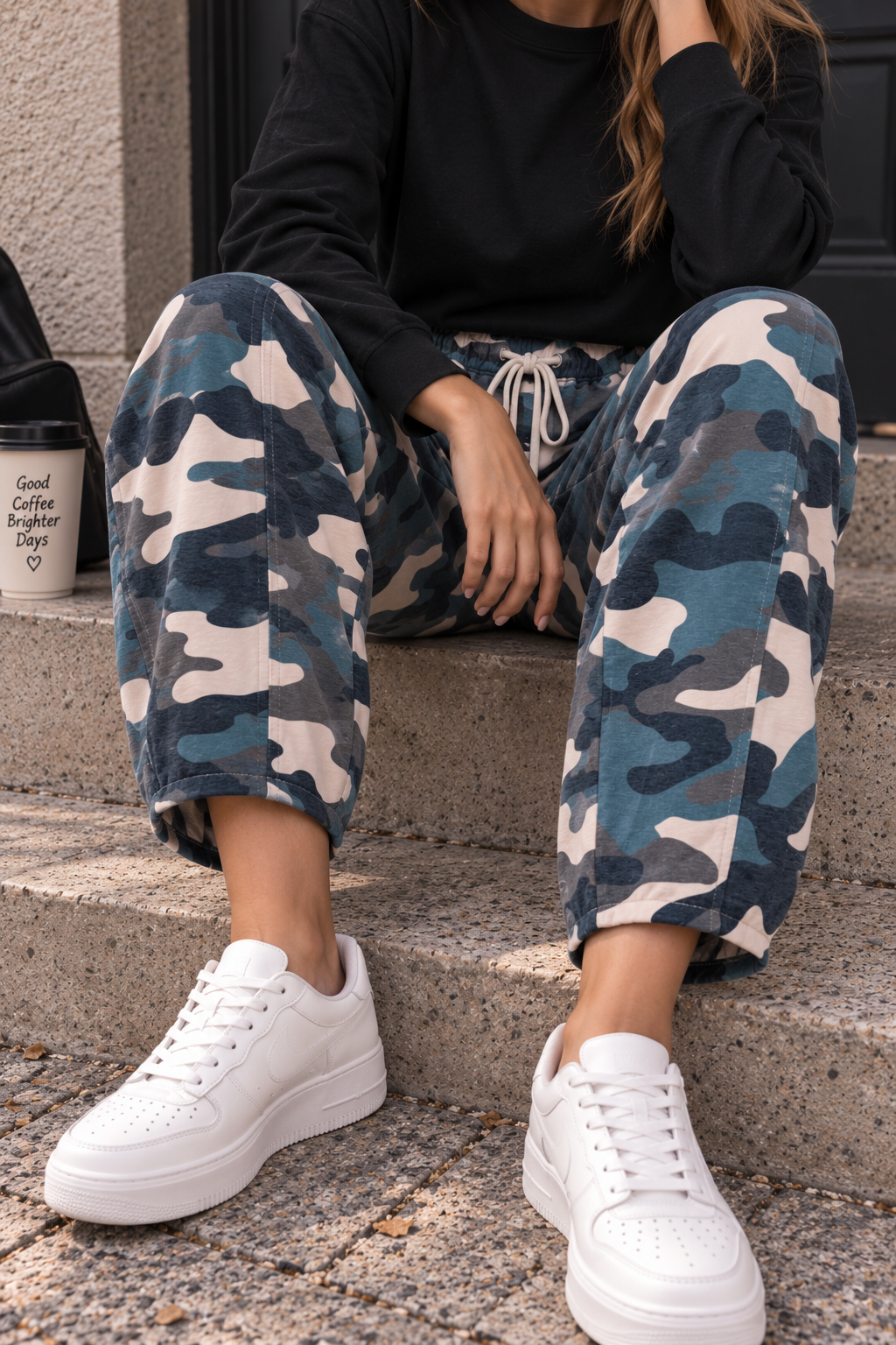Ballon-Jogpant Amaris CAMOULFAGE HO0124 – lässige Basic Pants für jeden Tag Made in Italy 34-42/44