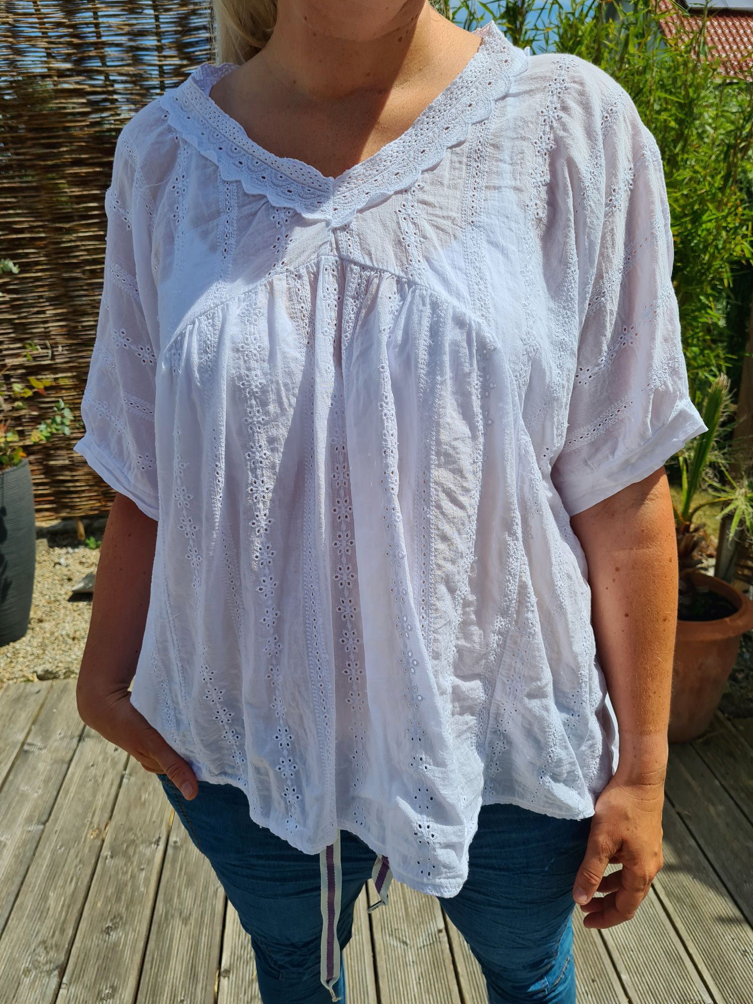 BLUSE TIANA WEISS 34-42 Made in Italy Oversize Tunika Shirt BLUSE TIANA WEISS 34-42 Made in Italy Oversize Tunika Shirt