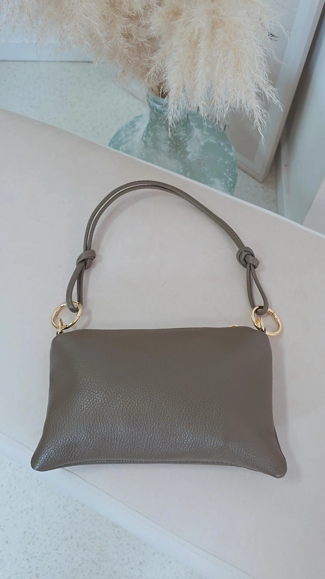 LEDERTASCHE MALIA Made in Italy Clutch Umhängetasche