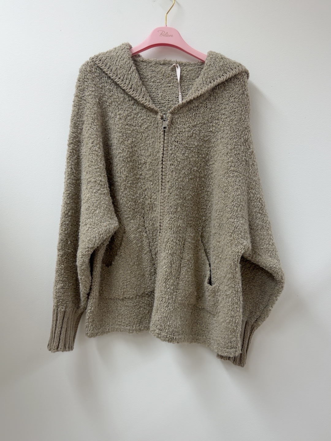 Kapuzen-Cardigan Boucle I SJ0025 I Made in Italy 34-40/42 Strickjacke