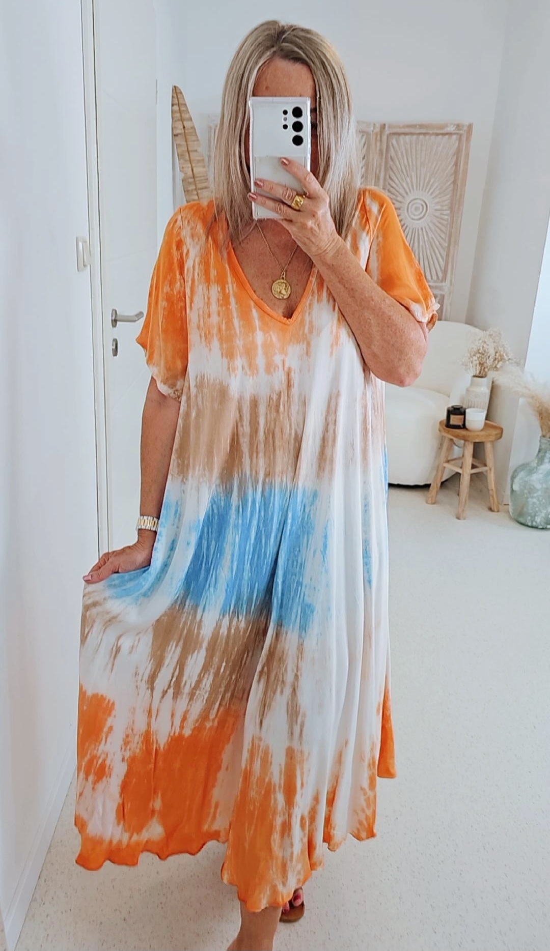 BATIK DRESS ISANTE STRIPES  34-46/48 Made in Italy Maxi Sommer Kleid Strandkleid Tie Dye 