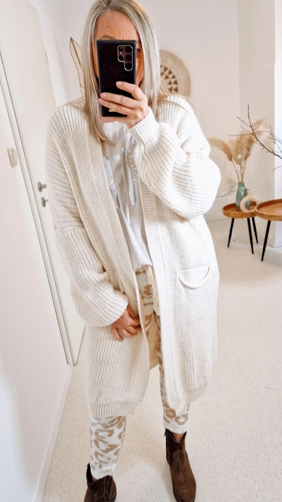 CARDIGAN PERLA CREME Strickjacke Jacke Made in Italy 34-42