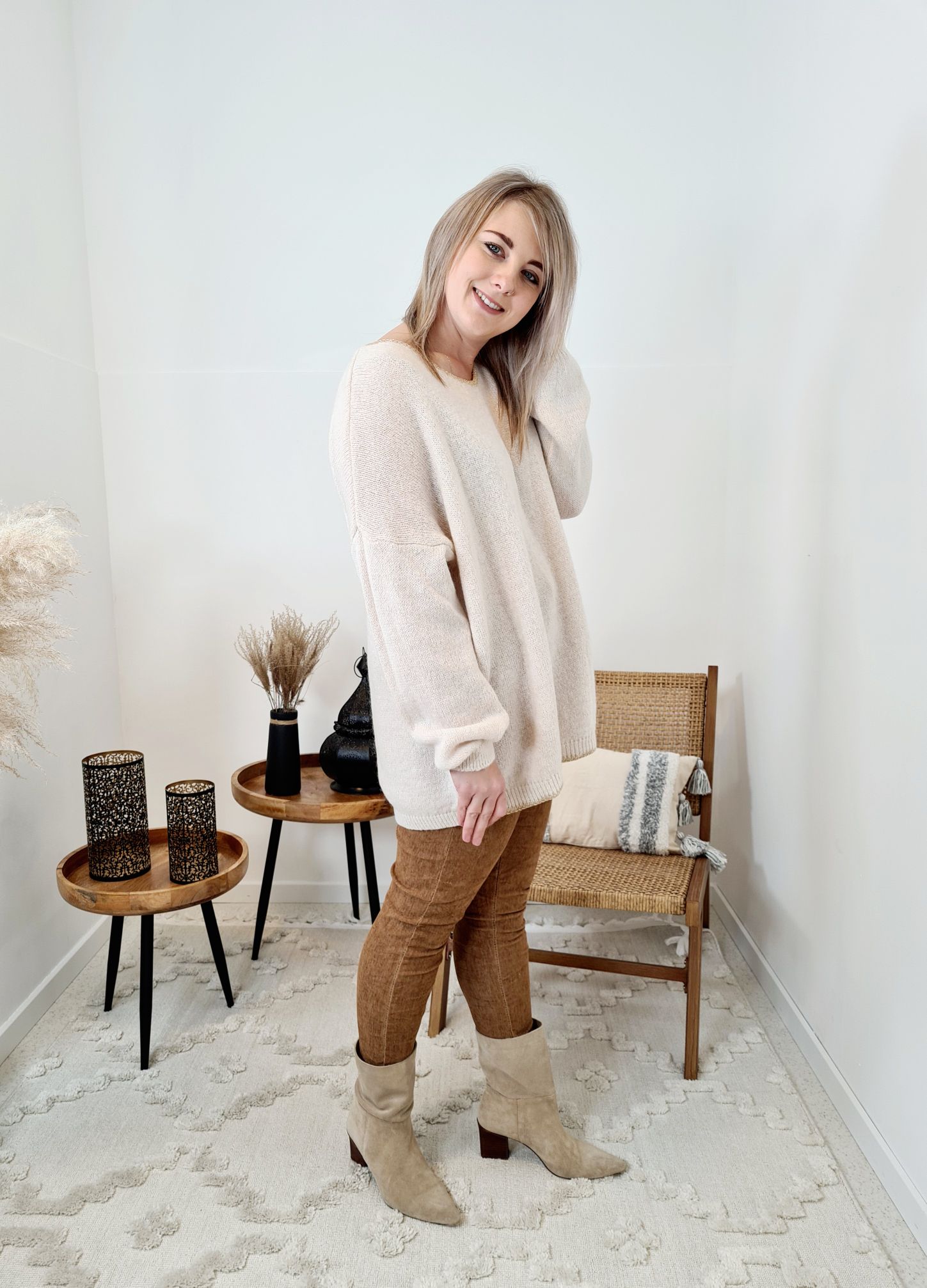 LIGHT KNIT SWEATER RENO CREME Strickpullover Pullover Langarm Longsleeve 34-42 Oversize Made in Italy LIGHT KNIT SWEATER RENO CREME Strickpullover Pullover Langarm Longsleeve 34-42 Oversize Made in Italy