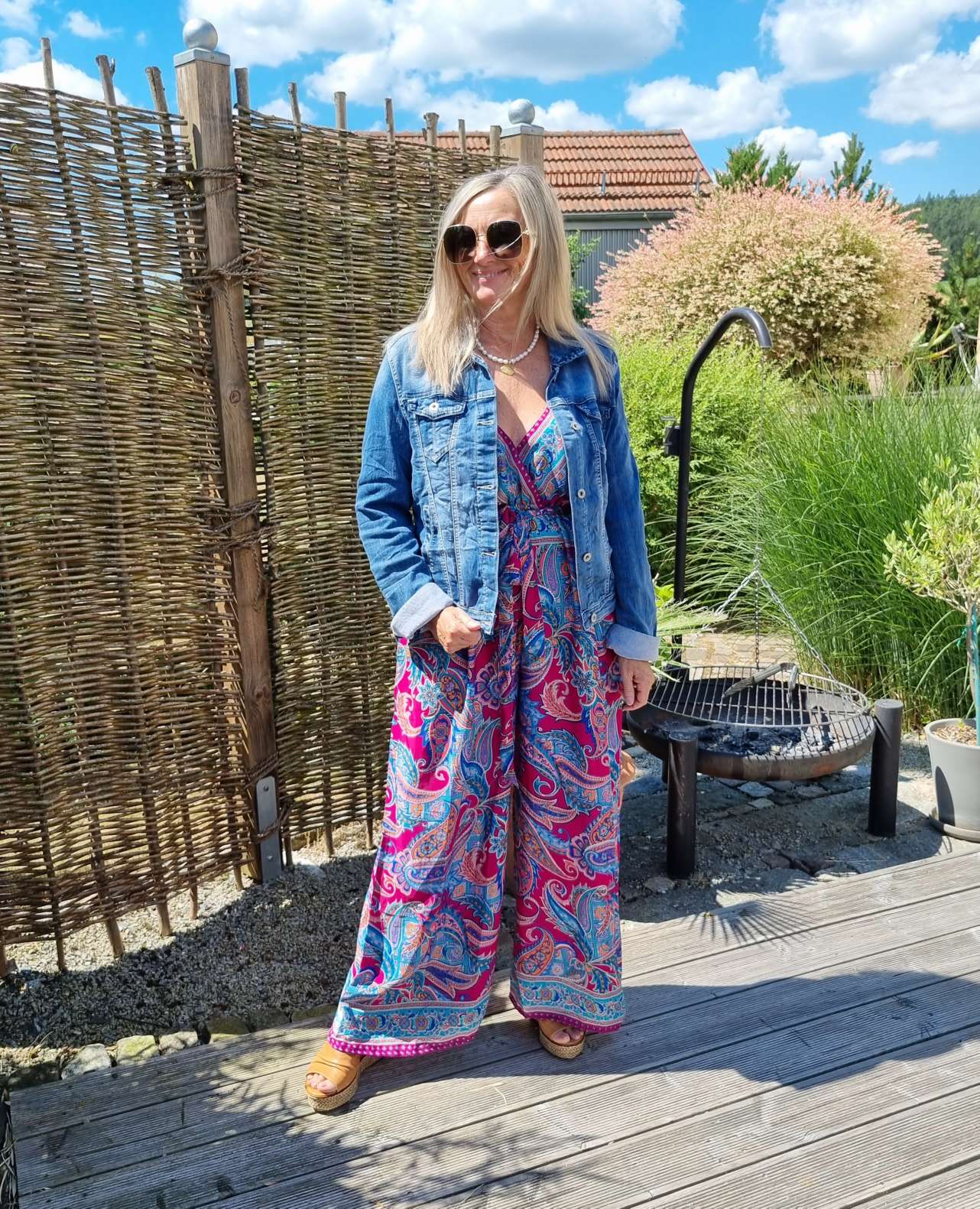SILK JUMPSUIT MALEDIVE BLAU PINK 1297 34-42 Boho Bohemian Overall Seide SILK JUMPSUIT MALEDIVE BLAU PINK 1297 34-42 Boho Bohemian Overall Seide