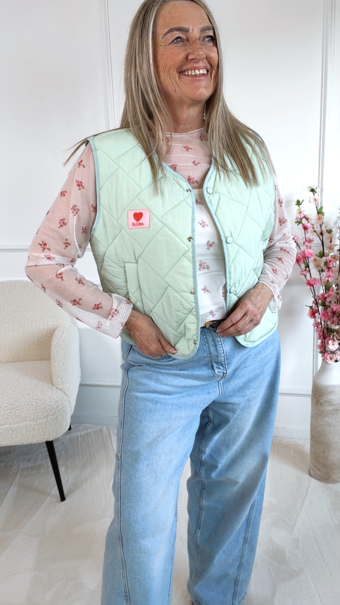 Steppweste „Colette“ UNI MIT AMOUR-PATCH 34-42 Made in Italy