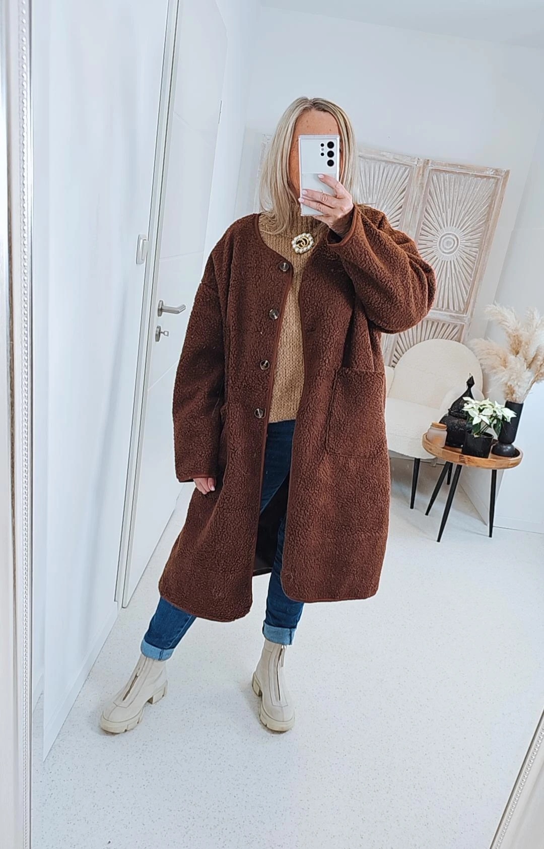 MEGA OVERSIZE MANTEL ELAINE LONG Made in Italy 34-48 Coat Teddy Mantel 