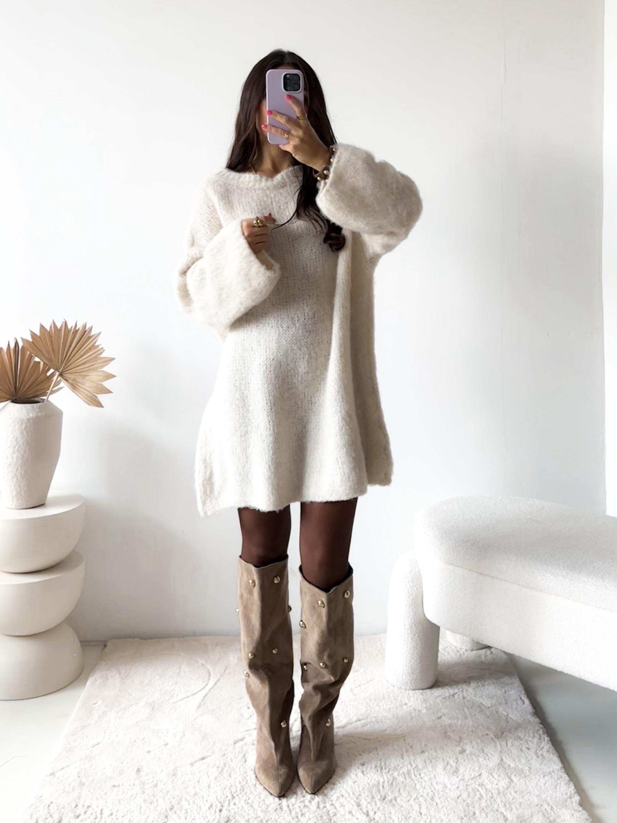 COZY KNIT SWEATER CIAM LANG / OVERSIZE 34 - 44 Strick Pullover, Strick-Kleid Made in Italy