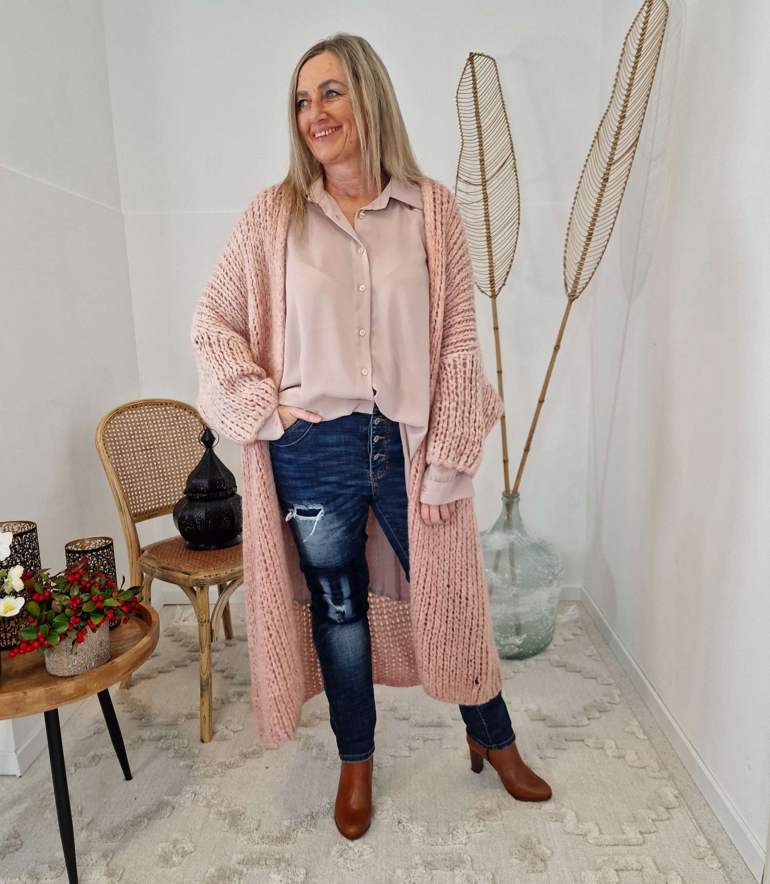 KNIT CARDIGAN LUCIEN ROSA 34-42 Made in Italy Strickjacke Mantel KNIT CARDIGAN LUCIEN ROSA 34-42 Made in Italy Strickjacke Mantel