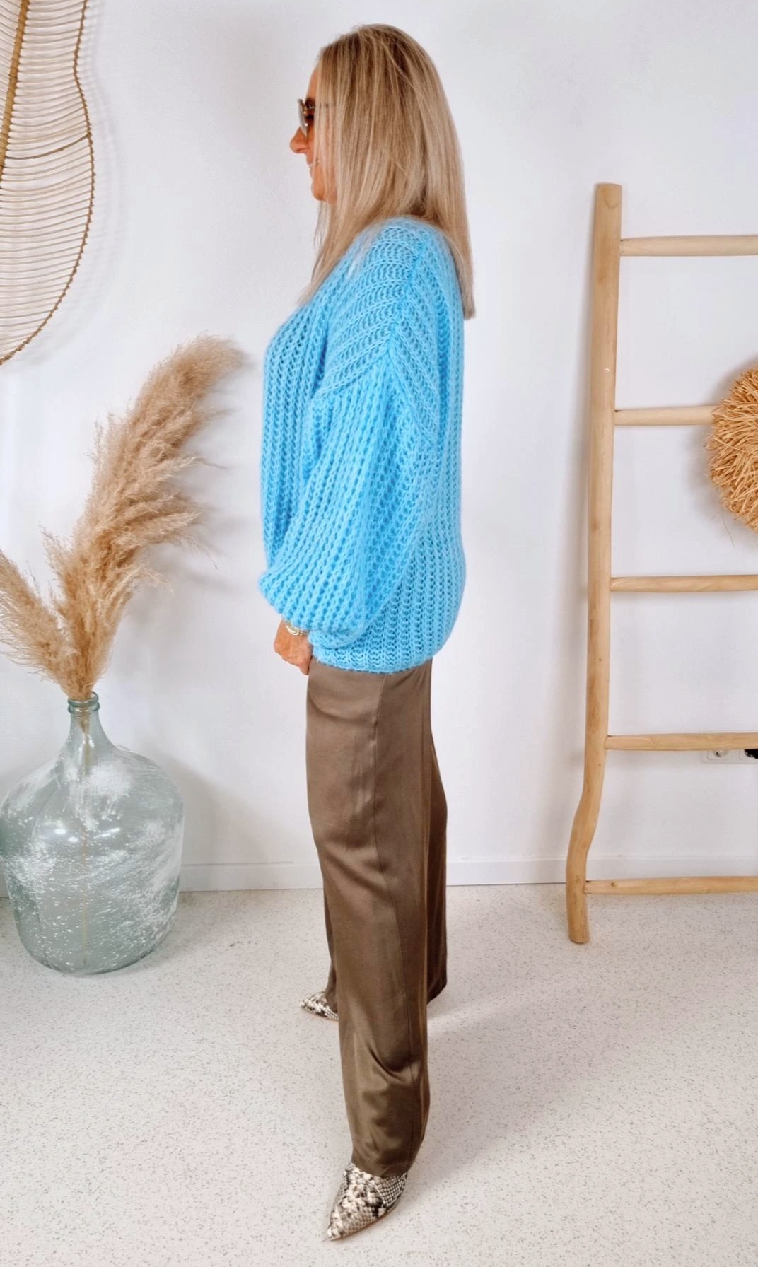 OVERSIZE KNIT SWEATER MALENA HELLBLAU Strickpullover Pullover 34-42/44 Made in Italy versch. Farben OVERSIZE KNIT SWEATER MALENA HELLBLAU Strickpullover Pullover 34-42/44 Made in Italy versch. Farben