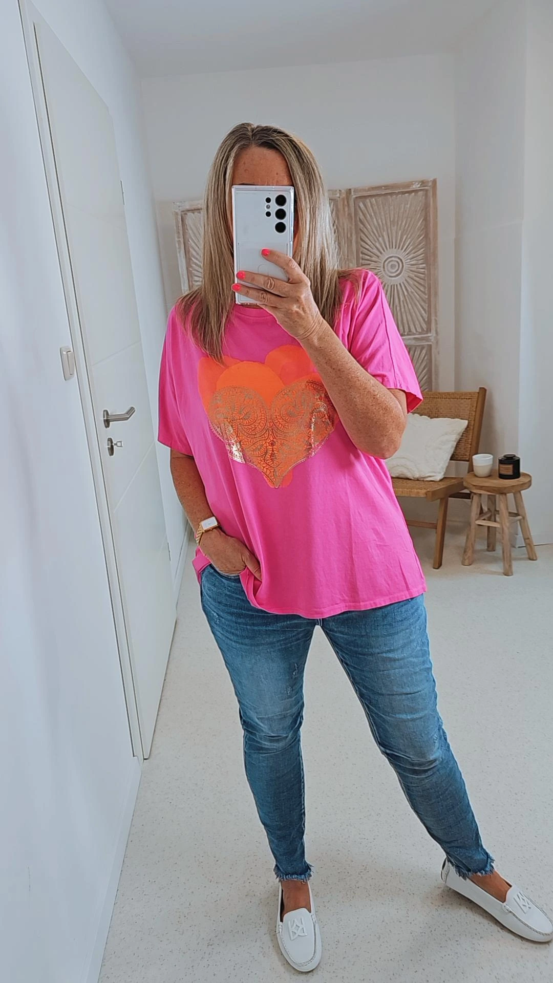 BASIC SHIRT MANDALA  PINK  ORANGE Trend Made in Italy  36 - 42  