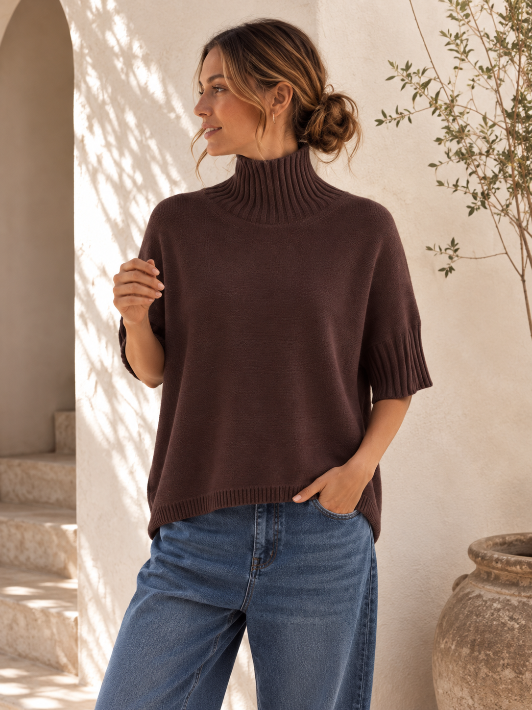 Strickpullover mit Stehkragen & Rippenstrick I NO. SP0017 I Made in Italy 34-42/44