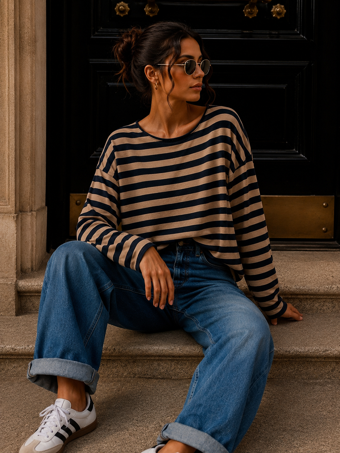 Longsleeve mit Streifen I LS0039 I Made in Italy 34-42