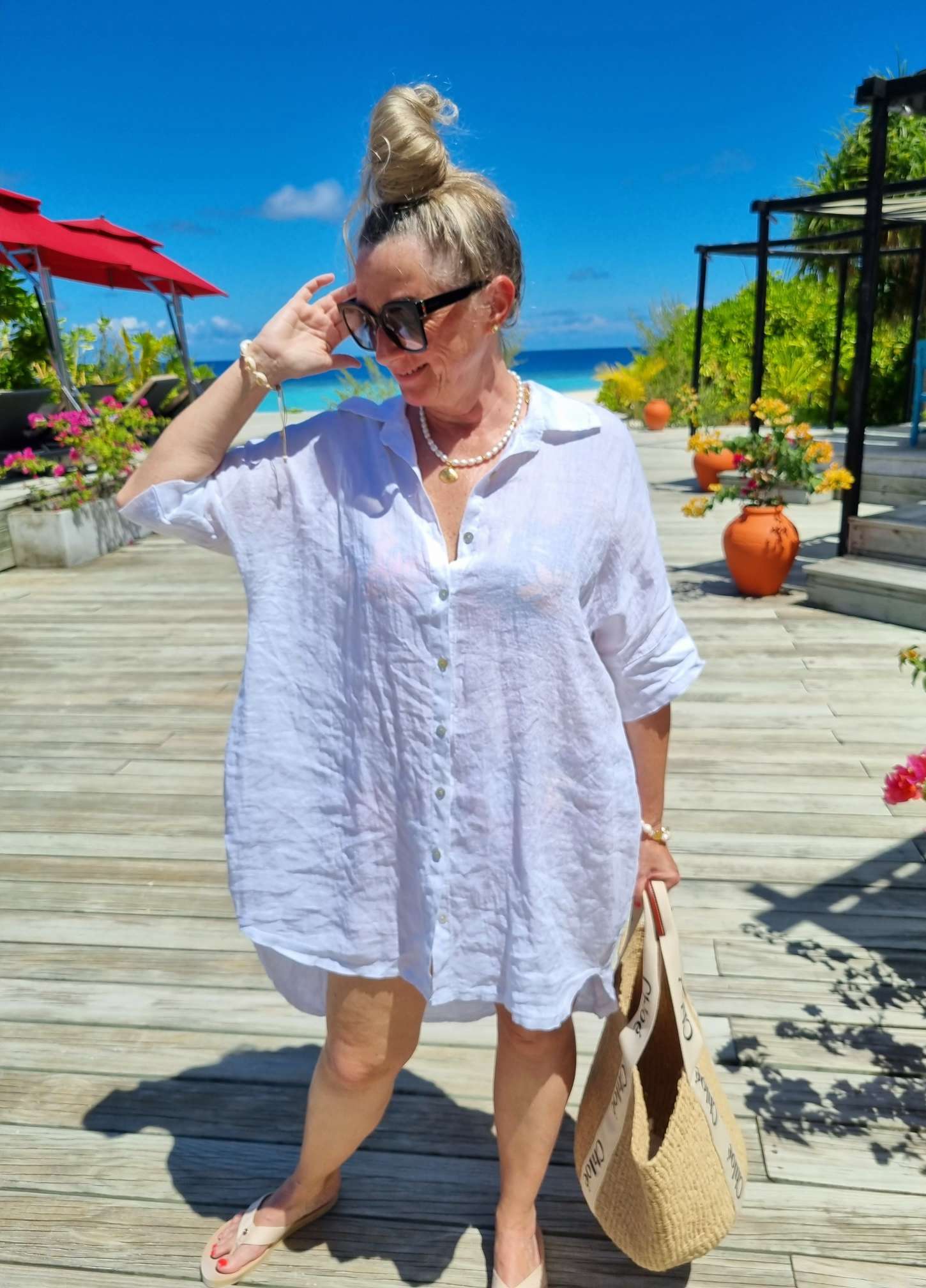 LINEN TUNIKA AREZZO LONG WEISS Leinen Bluse Kleid Made in Italy 34-42 Longbluse LINEN TUNIKA AREZZO LONG WEISS Leinen Bluse Kleid Made in Italy 34-42 Longbluse