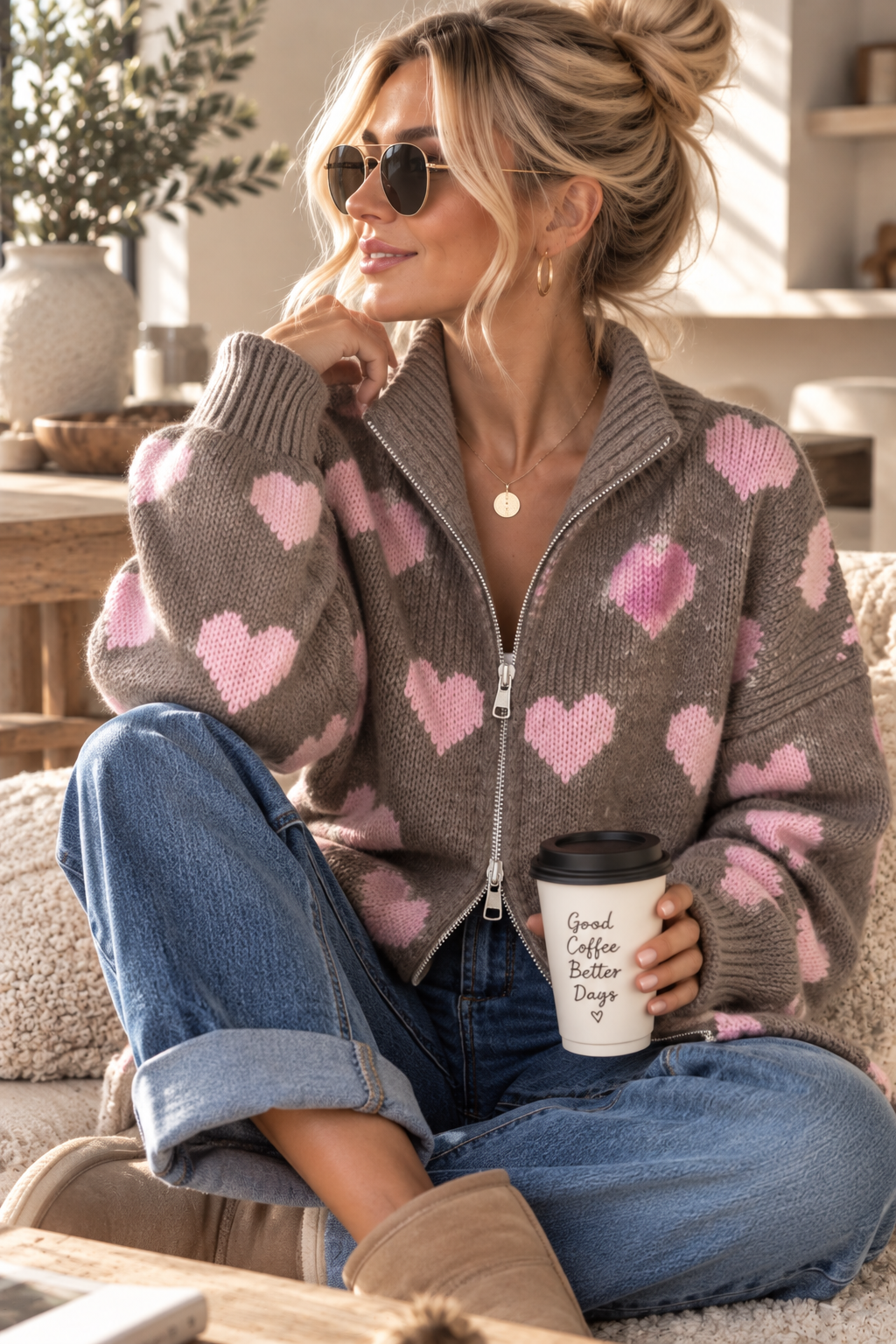 Strickjacke „Herz / Heart“ – ST0081 | Made in Italy 34-44 Strickjacke