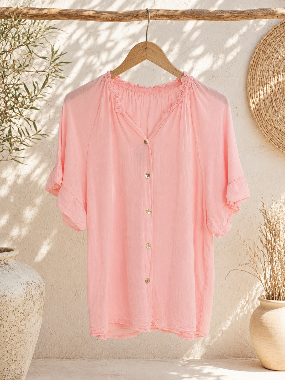 Bluse Posina Uni Baumwolle Made in Italy 34-40/42 Sommerschnapper – vom Umtausch ausgeschlossen