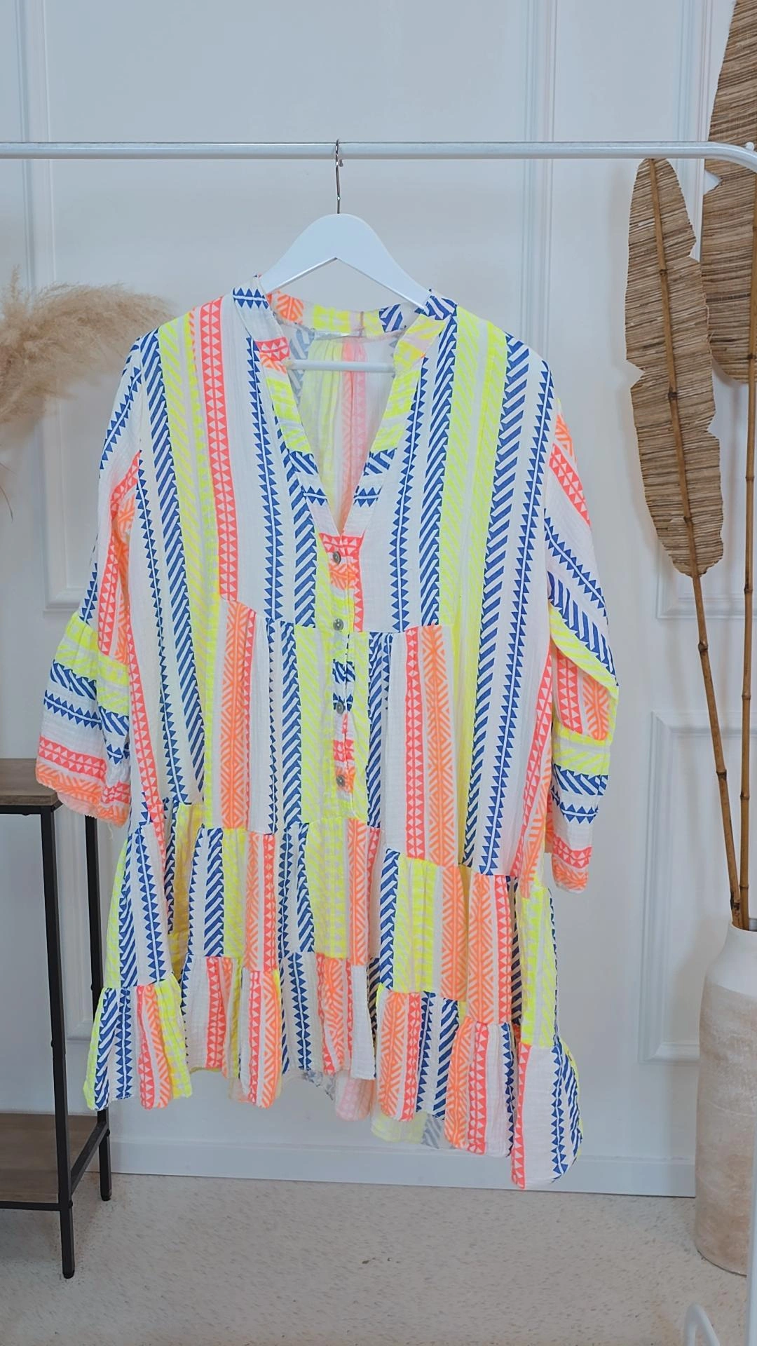 MUSSELIN KLEID DANIELLE AZTEK kurz Made in Italy 34 - 44 Summer Dress Tunika