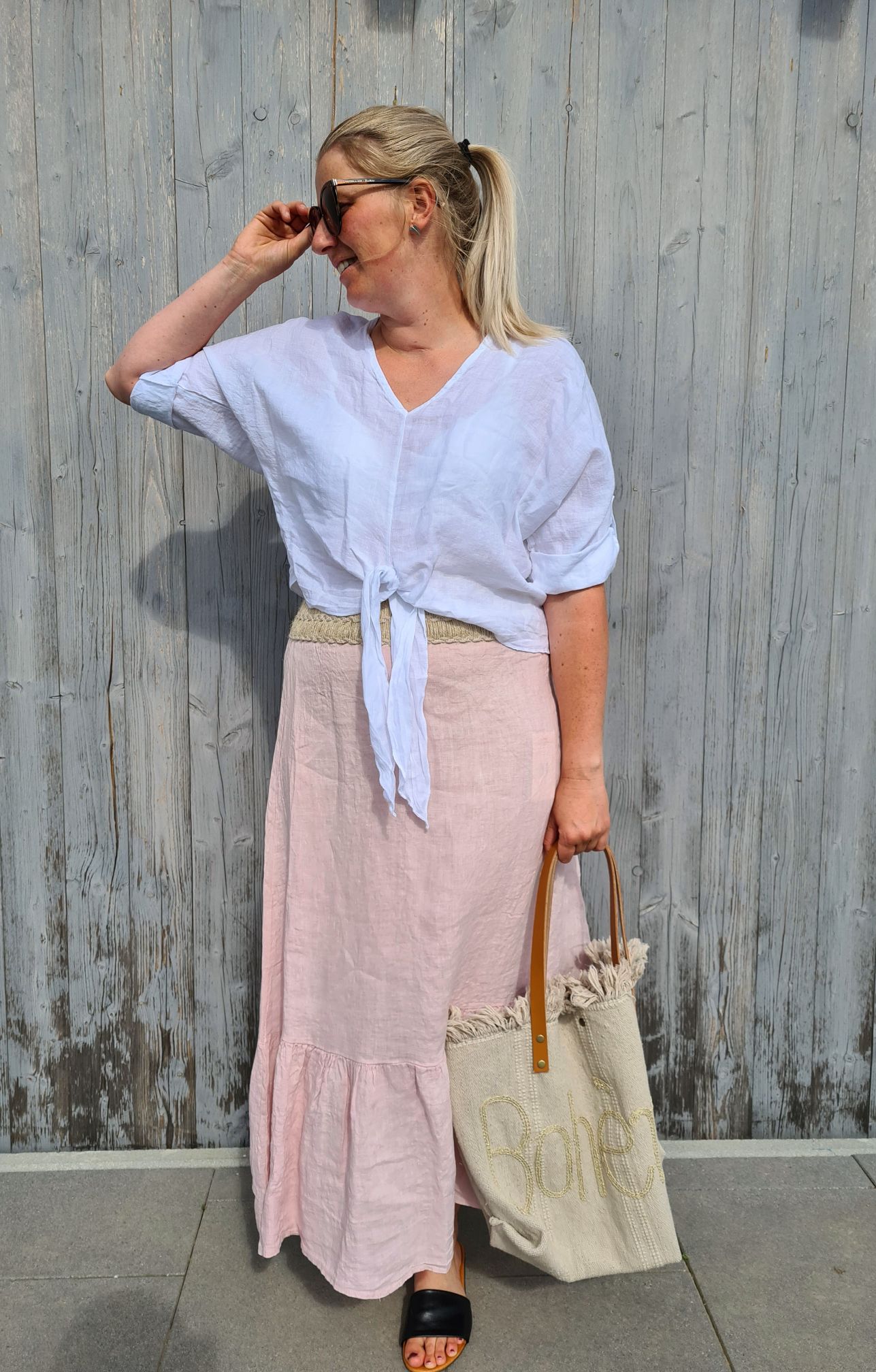 LINEN SKIRT KRISTIN ROSA 34-42 Made in Italy Leinen Midi Rock Bast Details LINEN SKIRT KRISTIN ROSA 34-42 Made in Italy Leinen Midi Rock Bast Details