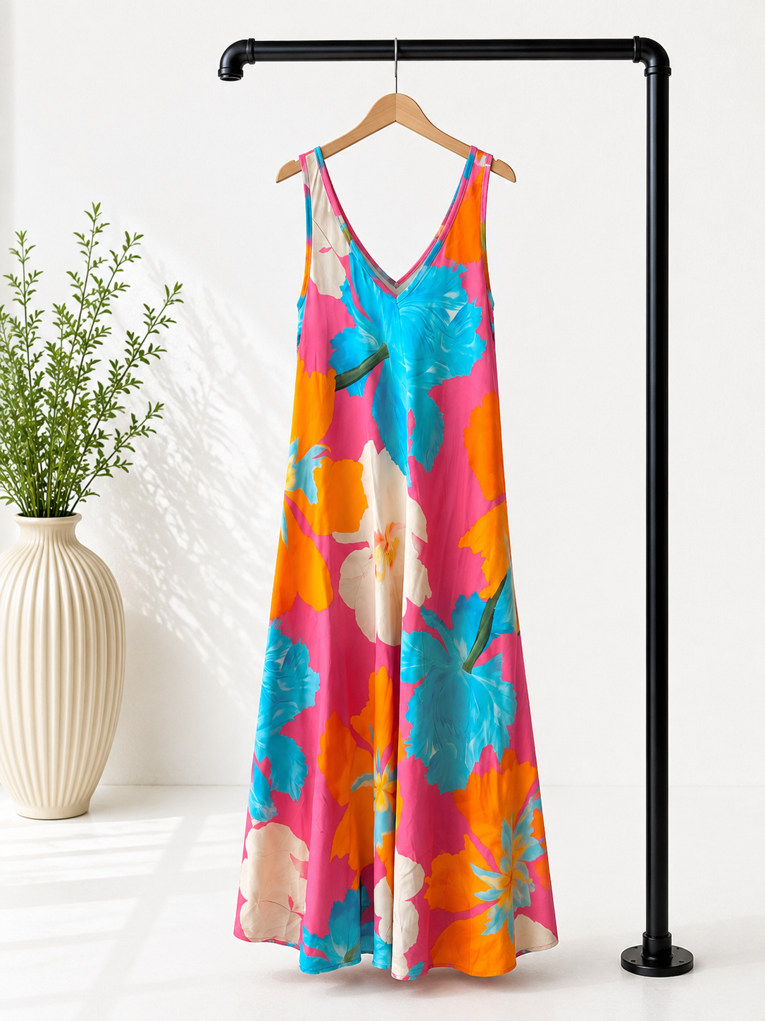 Maxikleid Bali – Made in Italy  Trendiges Leo-Kleid mit Taschen | Passend bis Größe 42/44