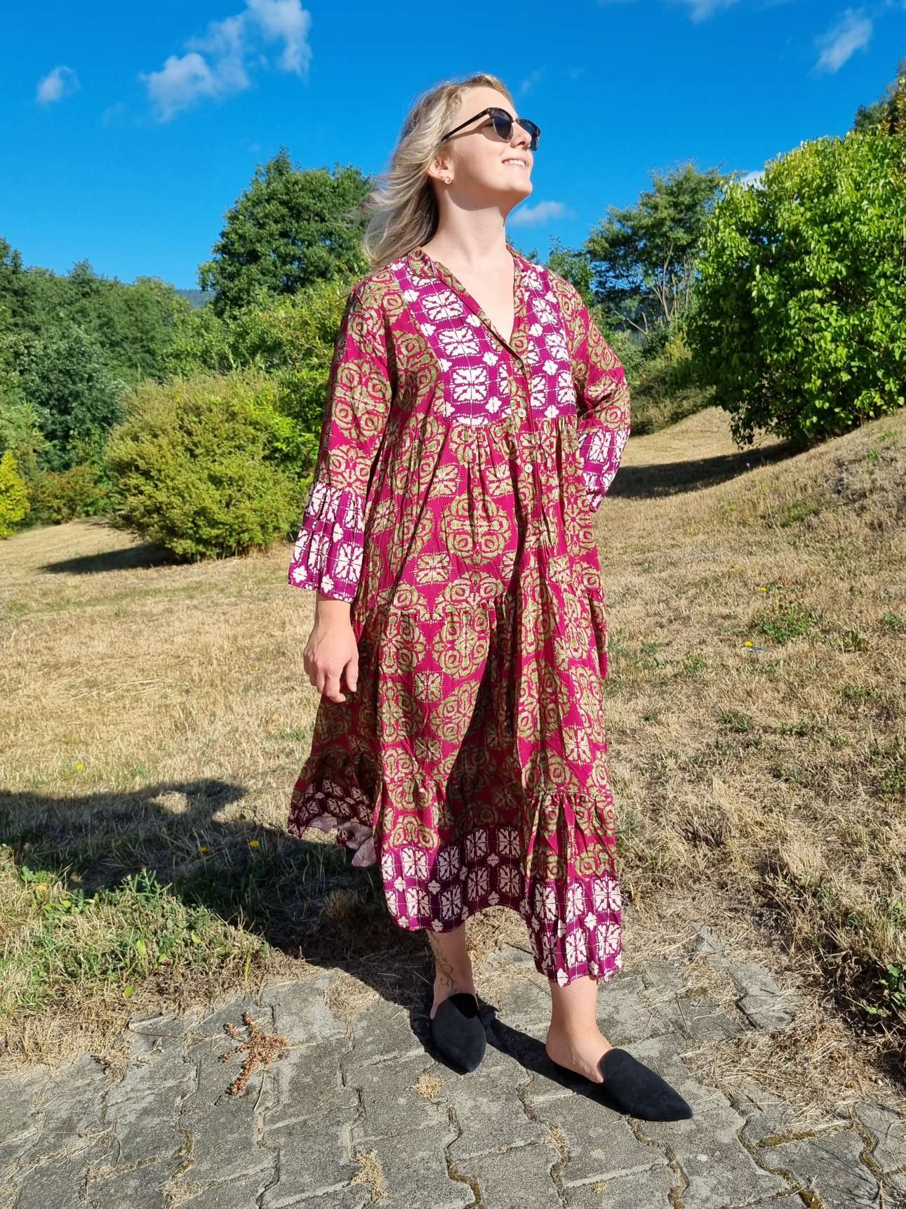MAXI TUNIKA DRESS ISABELL BURGUNDER 34-40/42 Made in Italy langes Kleid Hängerchen Tunikakleid MAXI TUNIKA DRESS ISABELL BURGUNDER 34-40/42 Made in Italy langes Kleid Hängerchen Tunikakleid