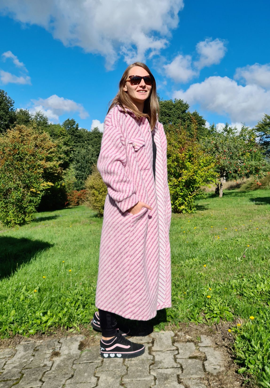 WOLL MANTEL PIA STRIPES BEERE 36-42 Made in Italy Winter Jacke Fleece Mantel COAT WOLL MANTEL PIA STRIPES BEERE 36-42 Made in Italy Winter Jacke Fleece Mantel COAT