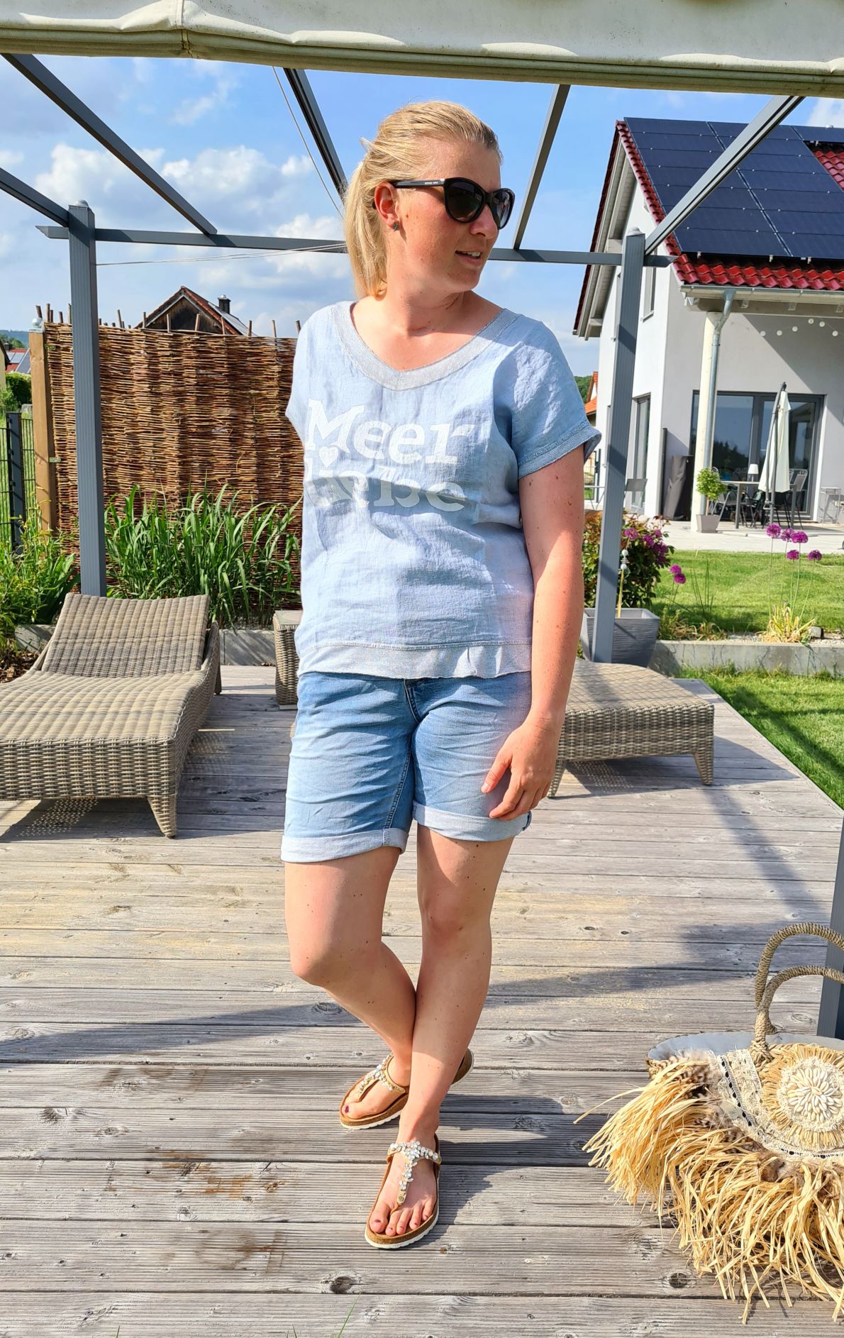 LEINEN T-SHIRT MEER LIEBE BLAU 34-42 Made in Italy Basic kurzarm Leinen T-Shirt LEINEN T-SHIRT MEER LIEBE BLAU 34-42 Made in Italy Basic kurzarm Leinen T-Shirt