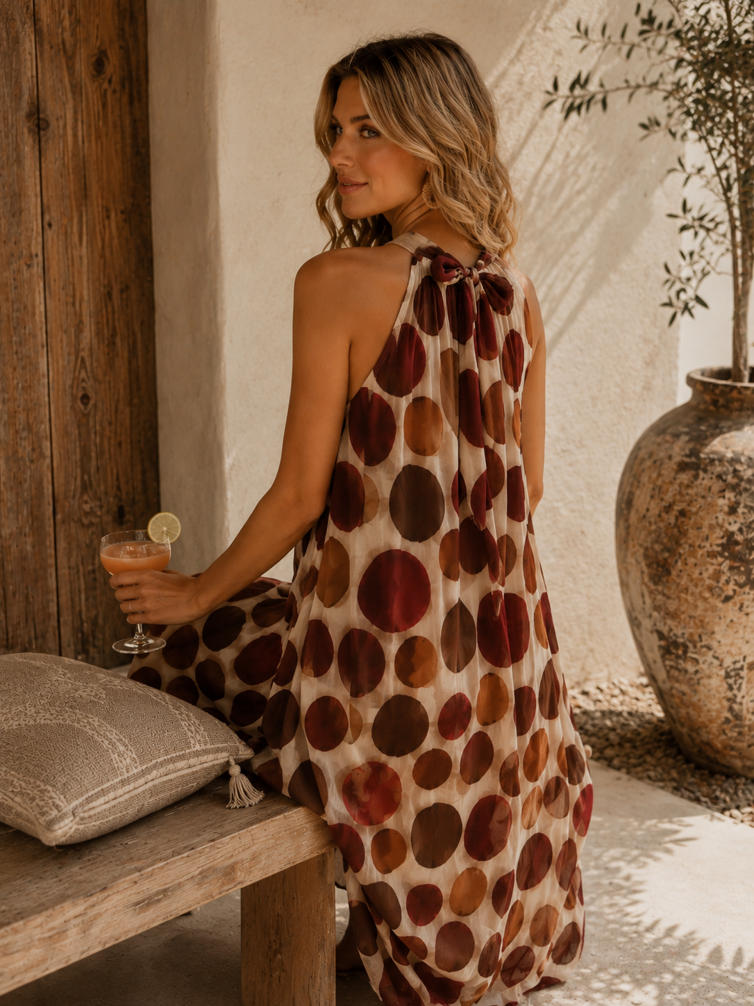 Polka Dots Kleid Zakynthos – Made in Italy | Passend bis zu einer guten Größe 42