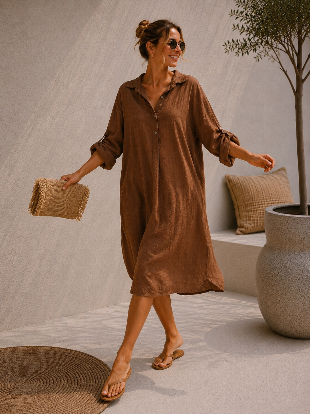 LINEN TUNIKA DRESS GEORGIA Made in Italy 34-42/44 Leinen Kleid Linendress