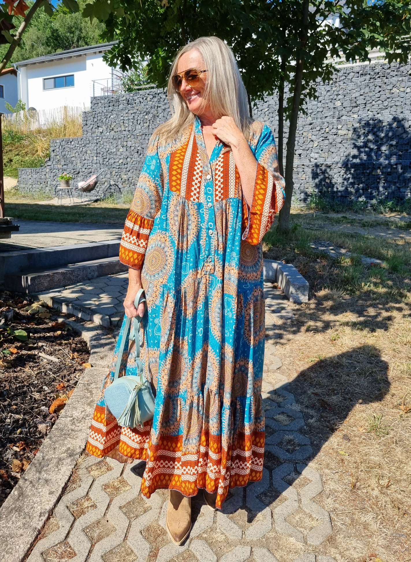 MAXI TUNIKA DRESS MICAELA TÜRKIS 34-42 Made in Italy langes Kleid Hängerchen Tunikakleid MAXI TUNIKA DRESS MICAELA TÜRKIS 34-42 Made in Italy langes Kleid Hängerchen Tunikakleid